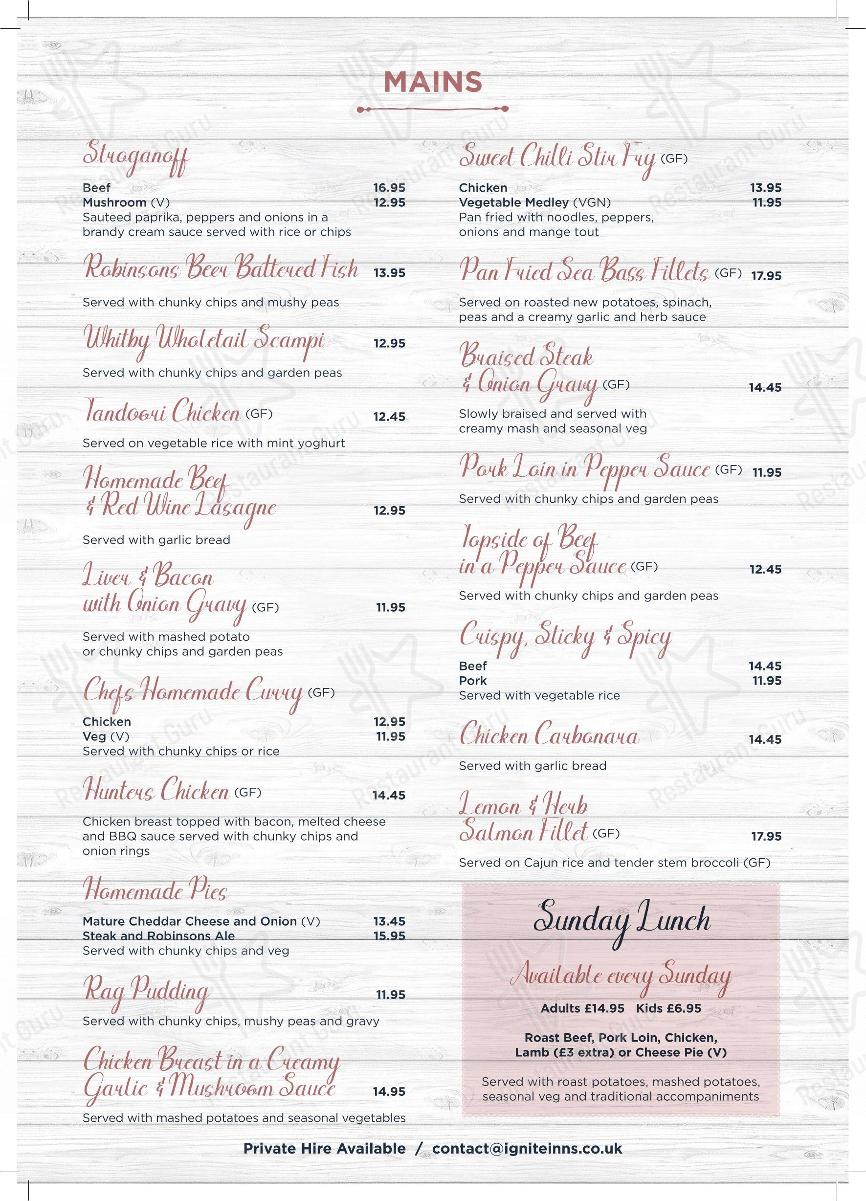 Menu at Rising Moon pub & bar, Hyde