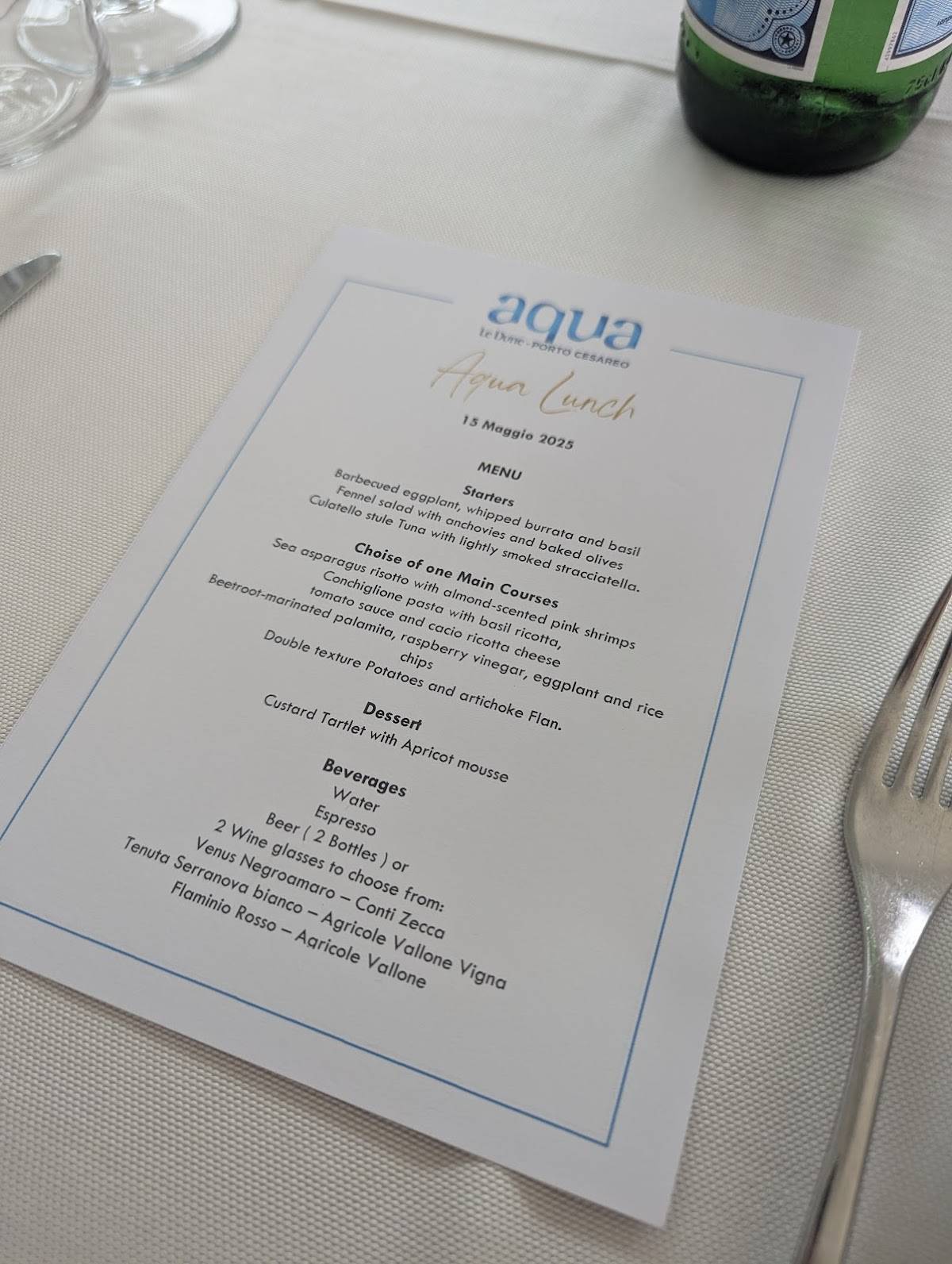 Menu di Ristorante AQUA 