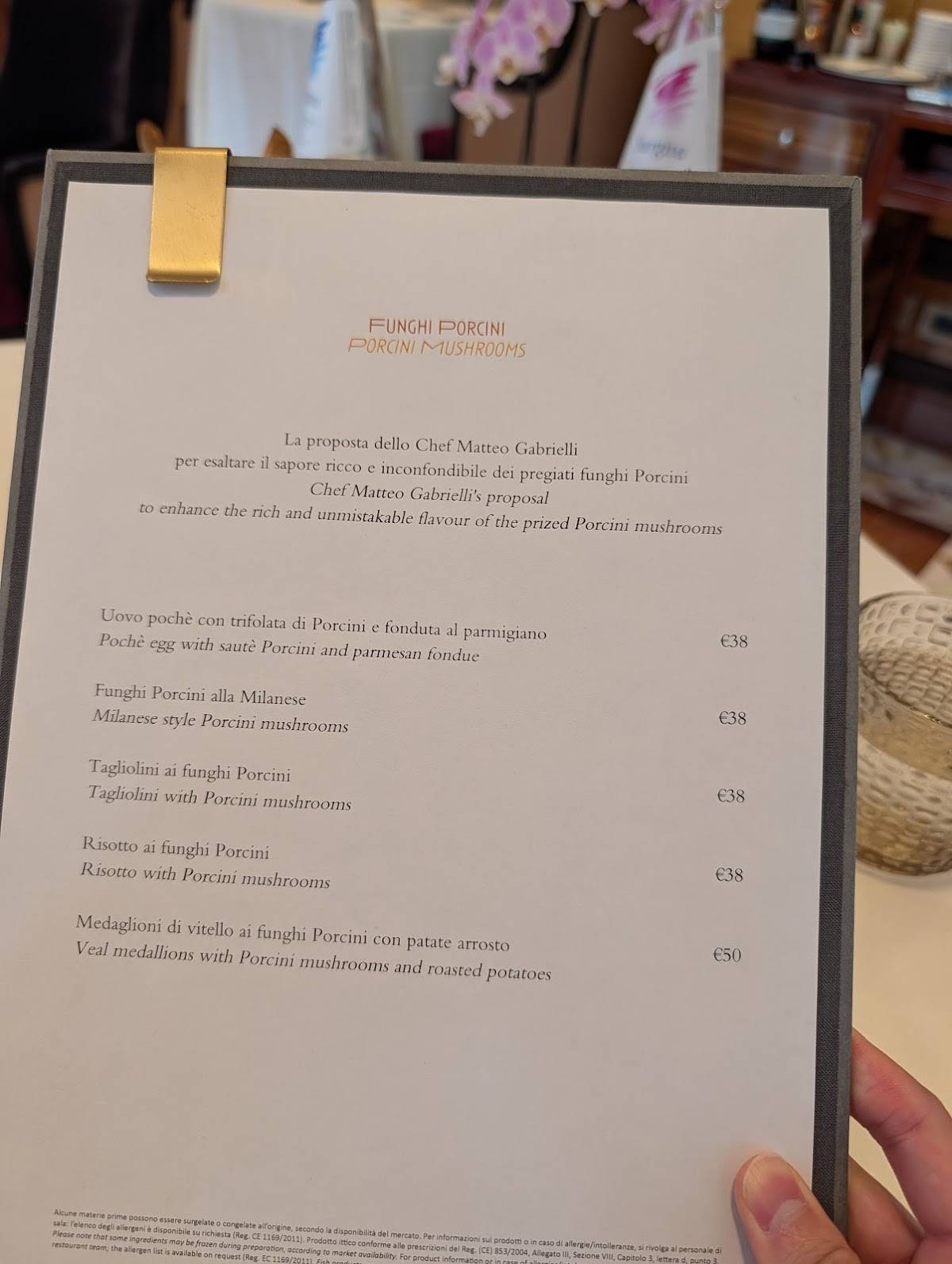 Menu di Acanto 