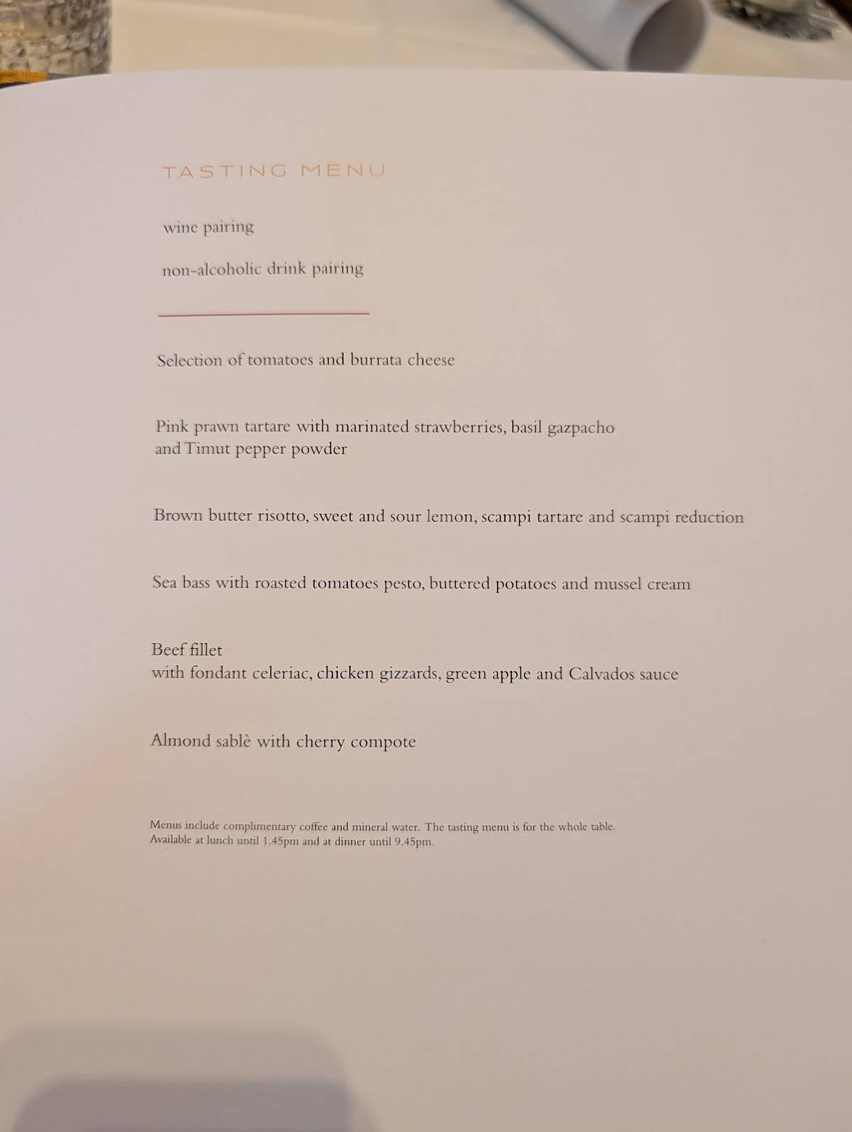 Menu di Acanto 