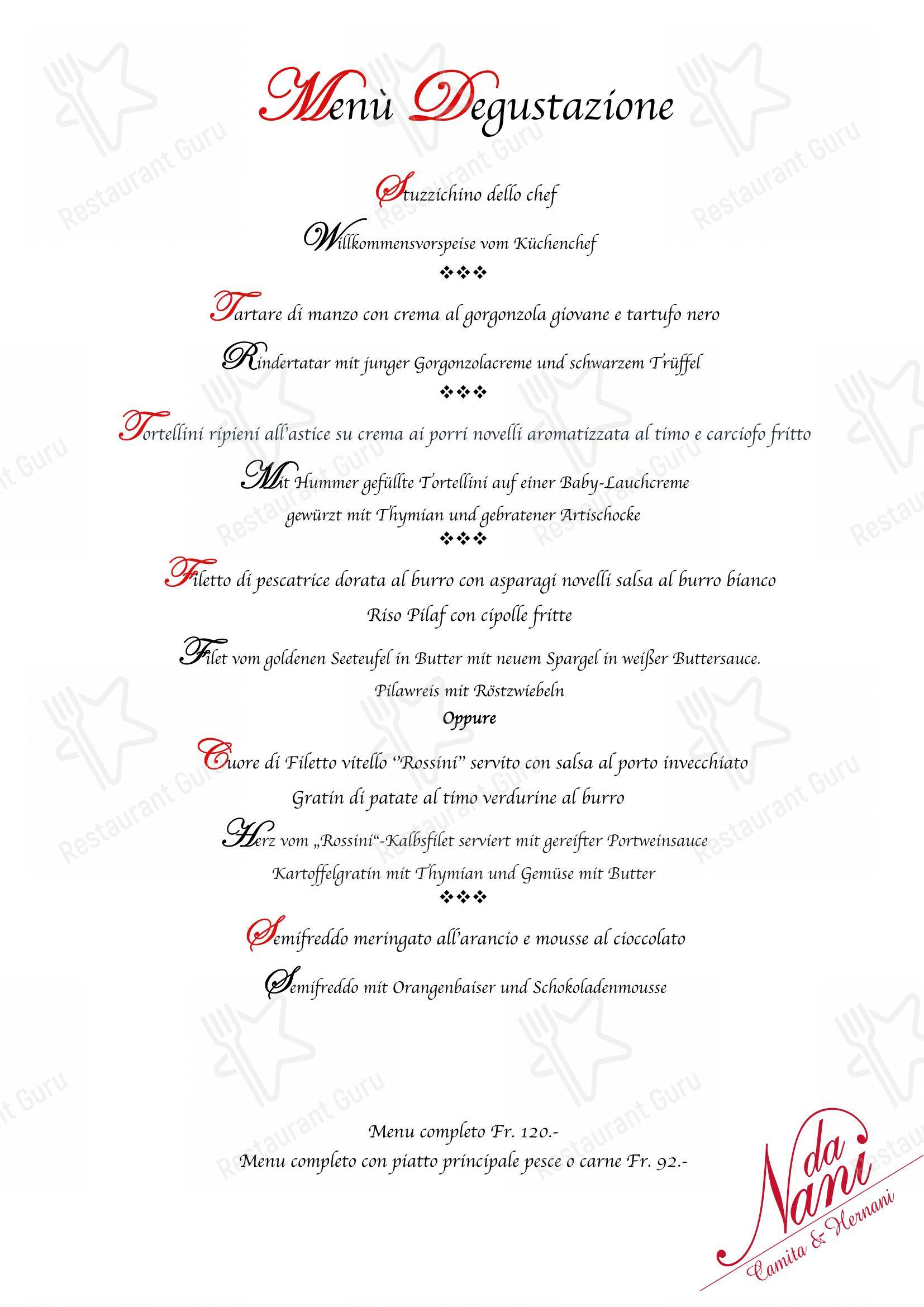 Menu di Ristorante Aerodromo da Nani - Menu