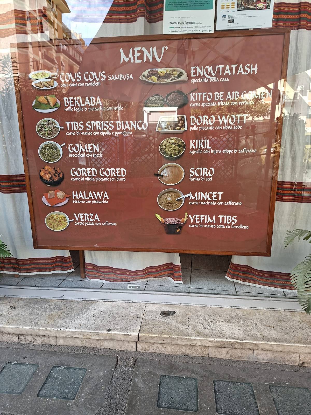 Menu di Ristorante Africano Etiope Enqutatash 