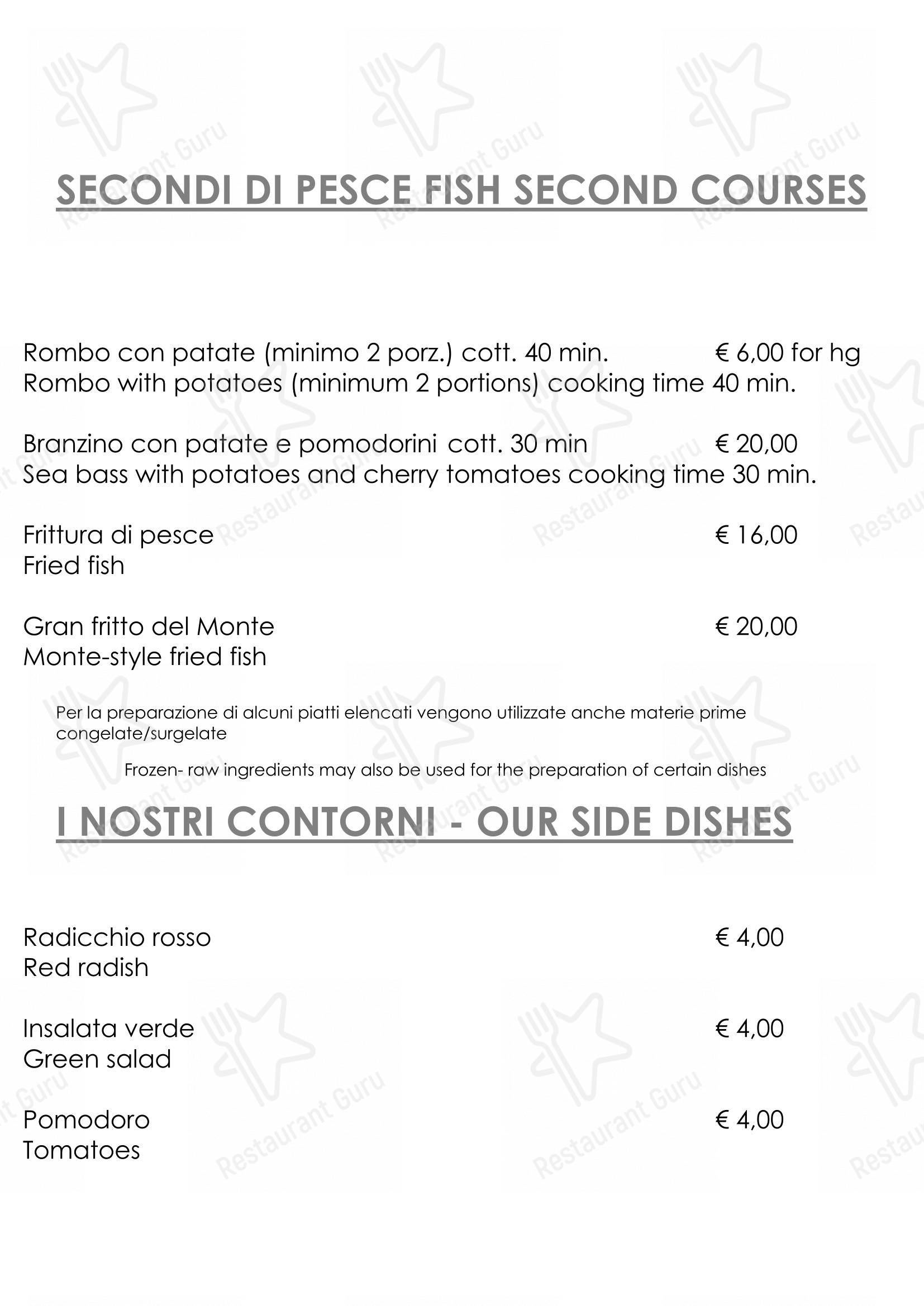 Menu bar per Ristorante “Al Monte” in Rosolina
