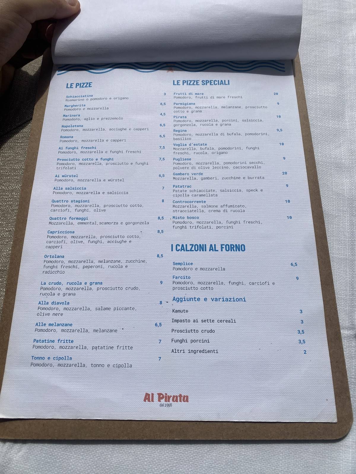 Menu di Al Pirata 