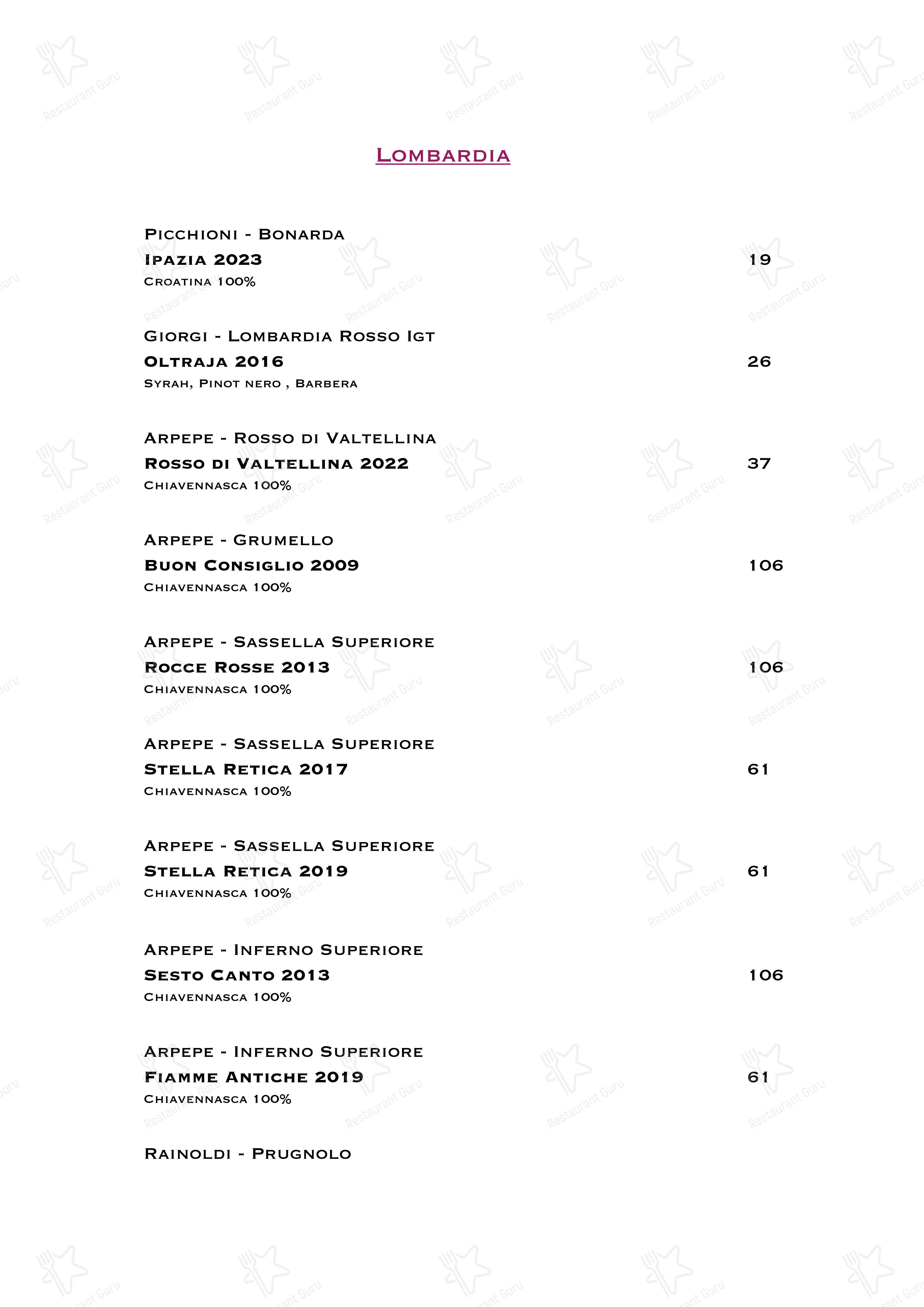 Menu di Ristorante Boccon DiVino - Takeaway Menu