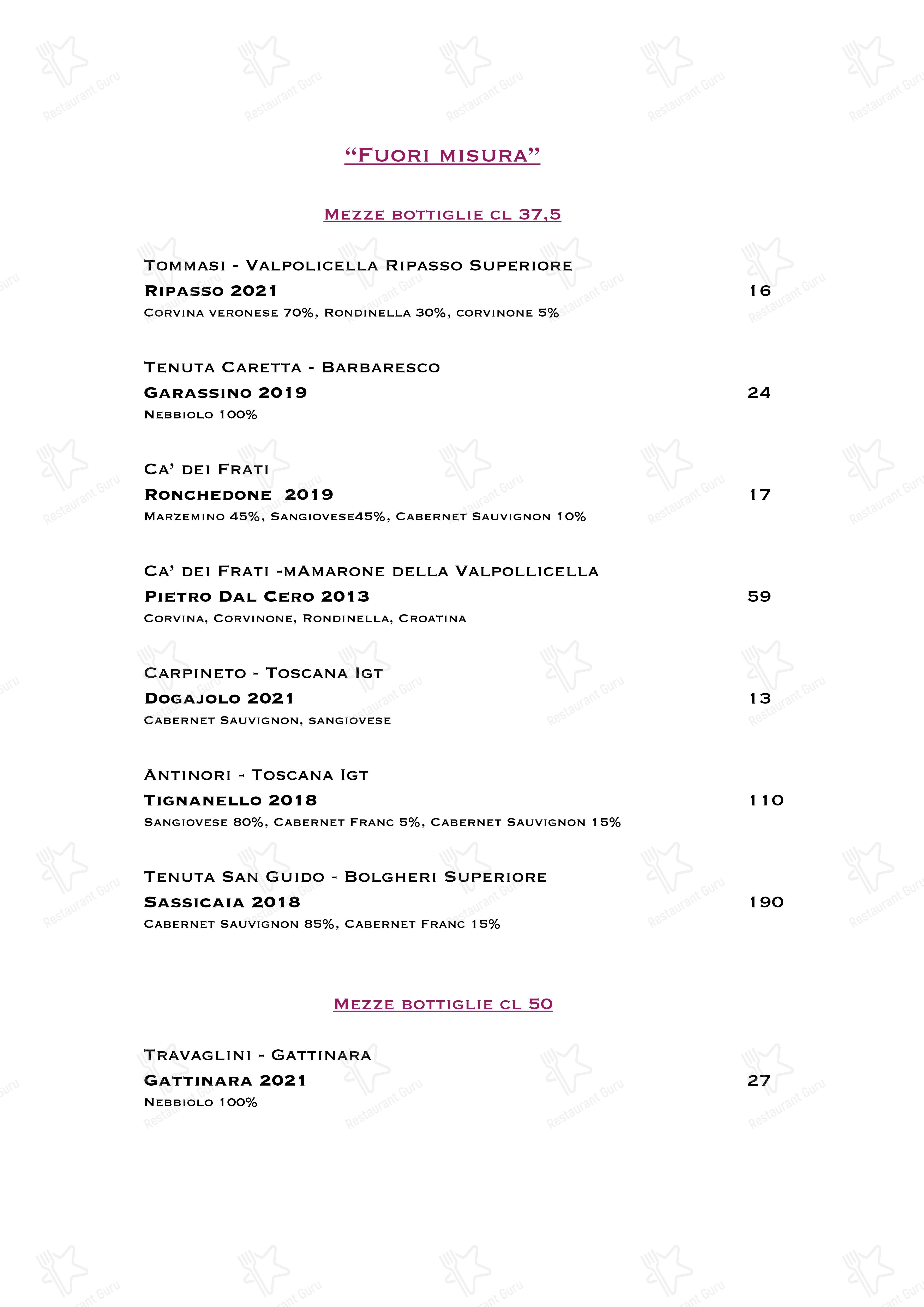 Catering Menu per Ristorante Boccon DiVino in Gallarate