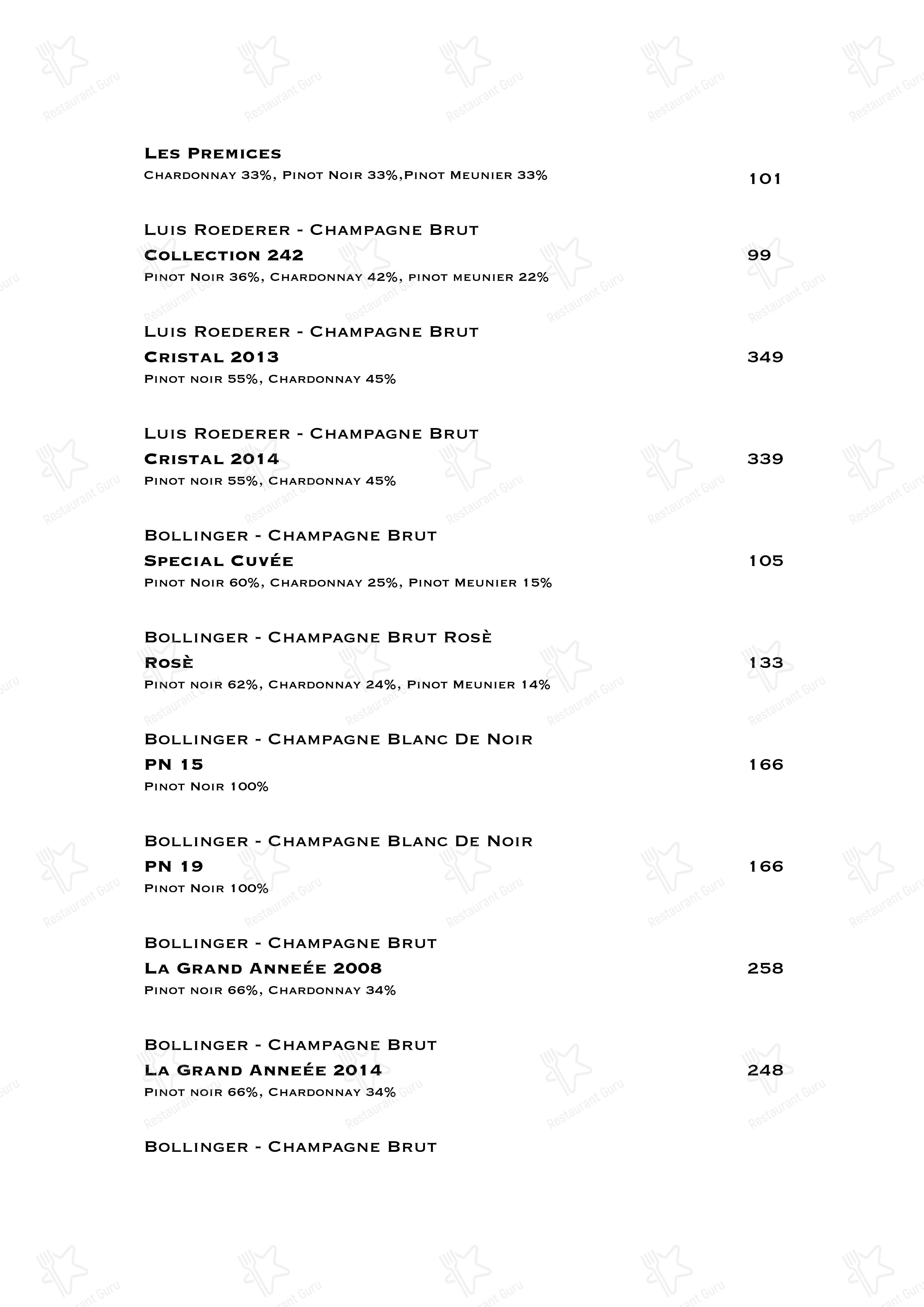 Menu di Ristorante Boccon DiVino - Menu bar