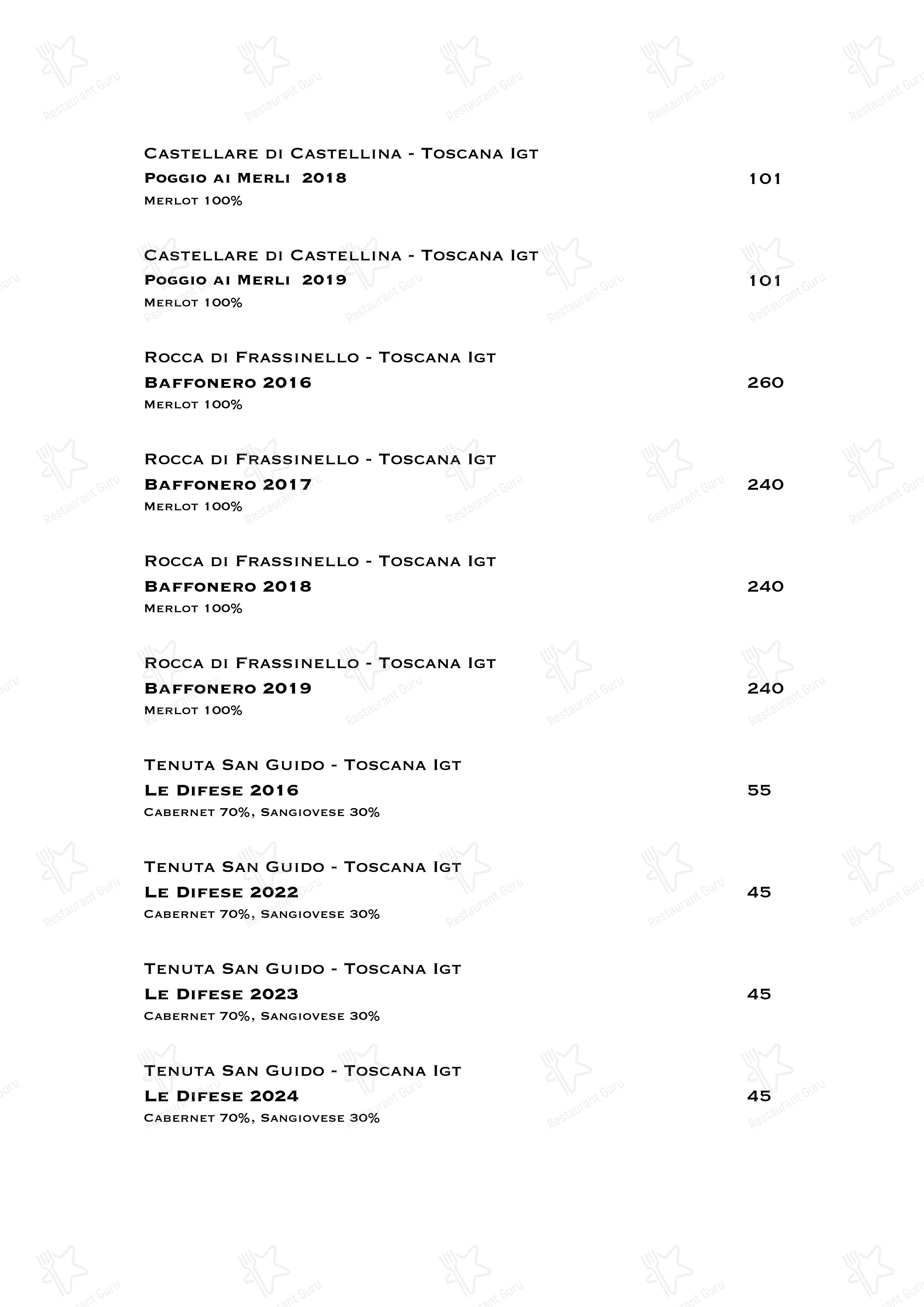 Menu di Ristorante Boccon DiVino - Dinner Menu