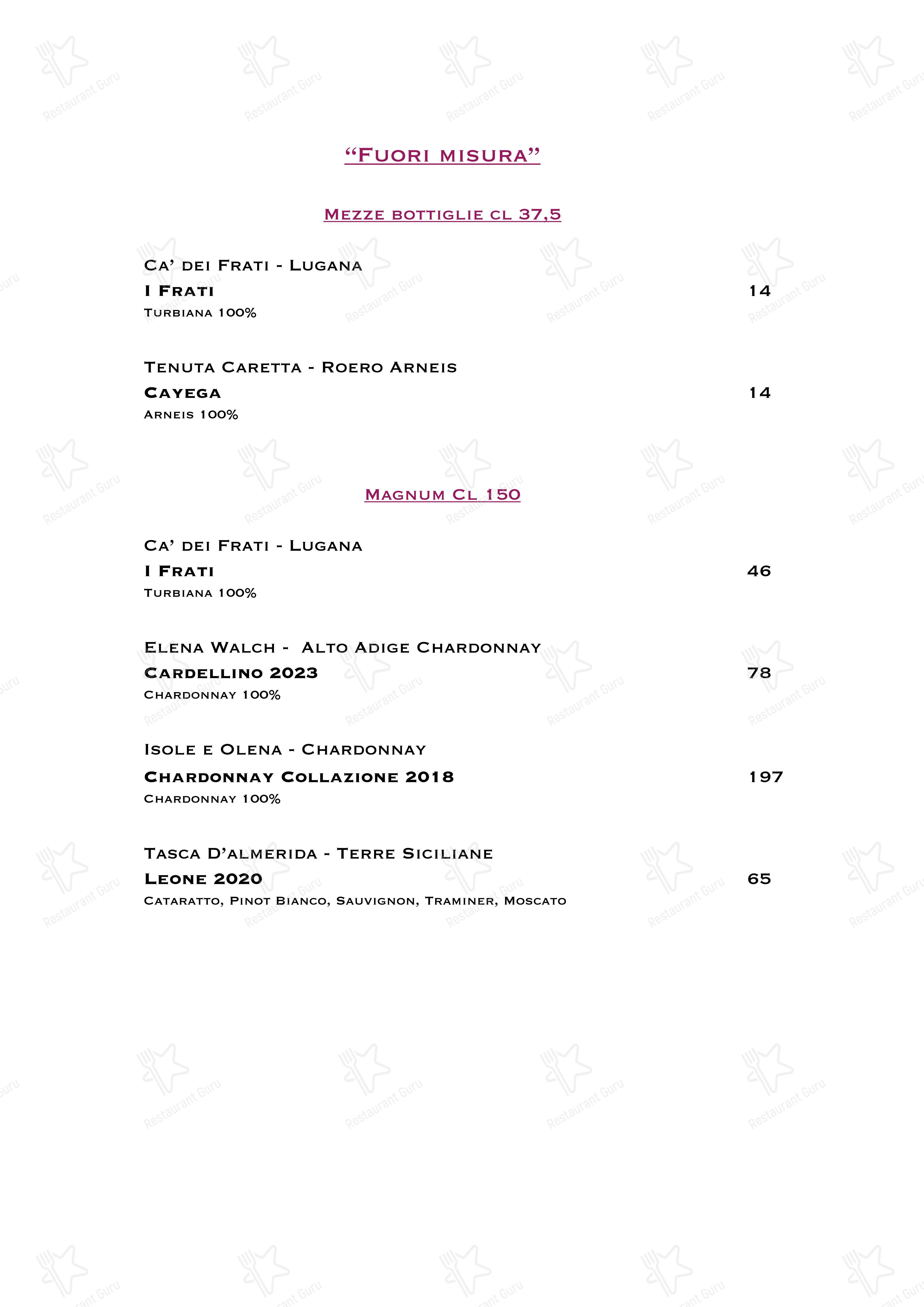 Menu di Ristorante Boccon DiVino - Table Menu