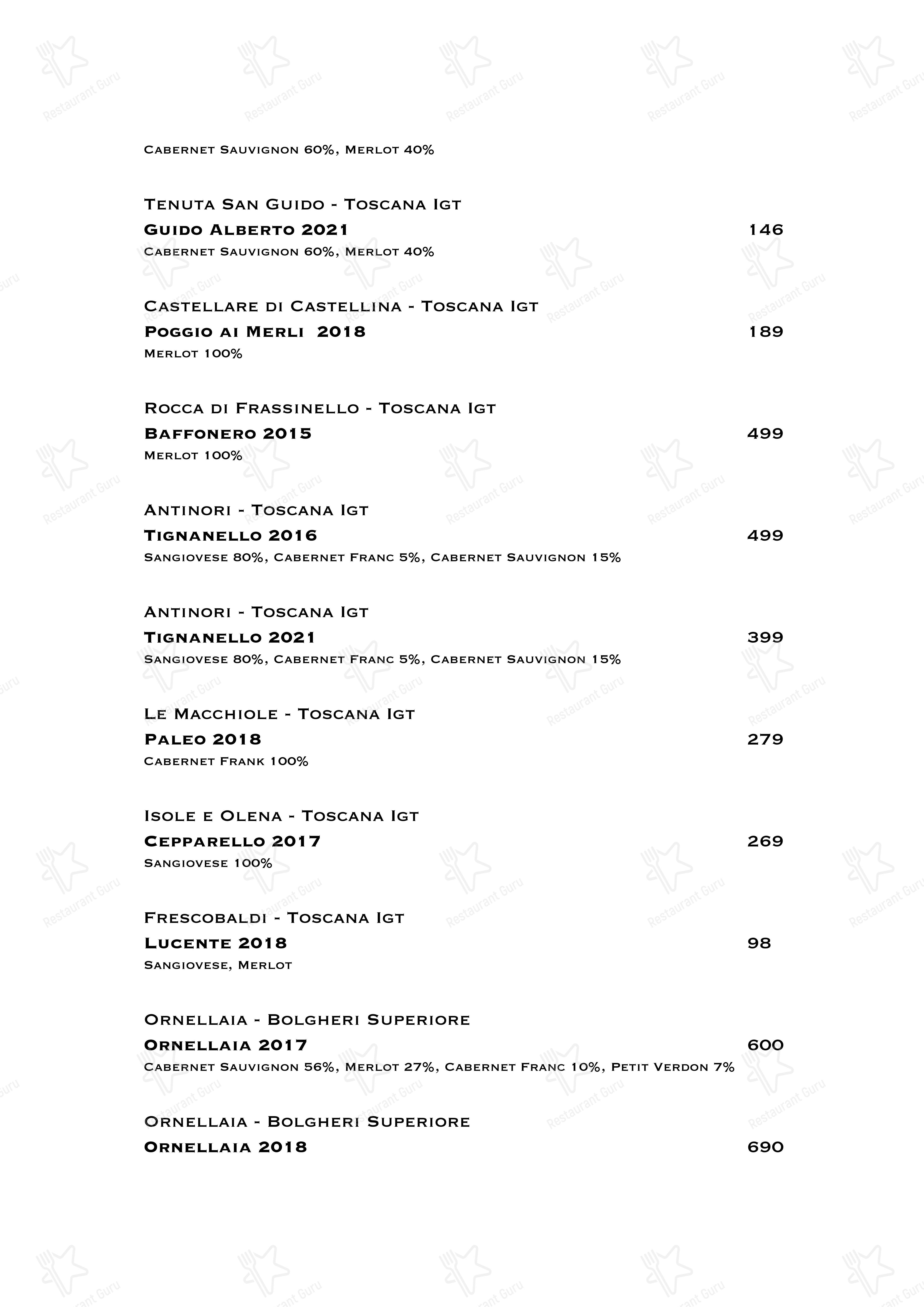 Catering Menu per Ristorante Boccon DiVino ristorante