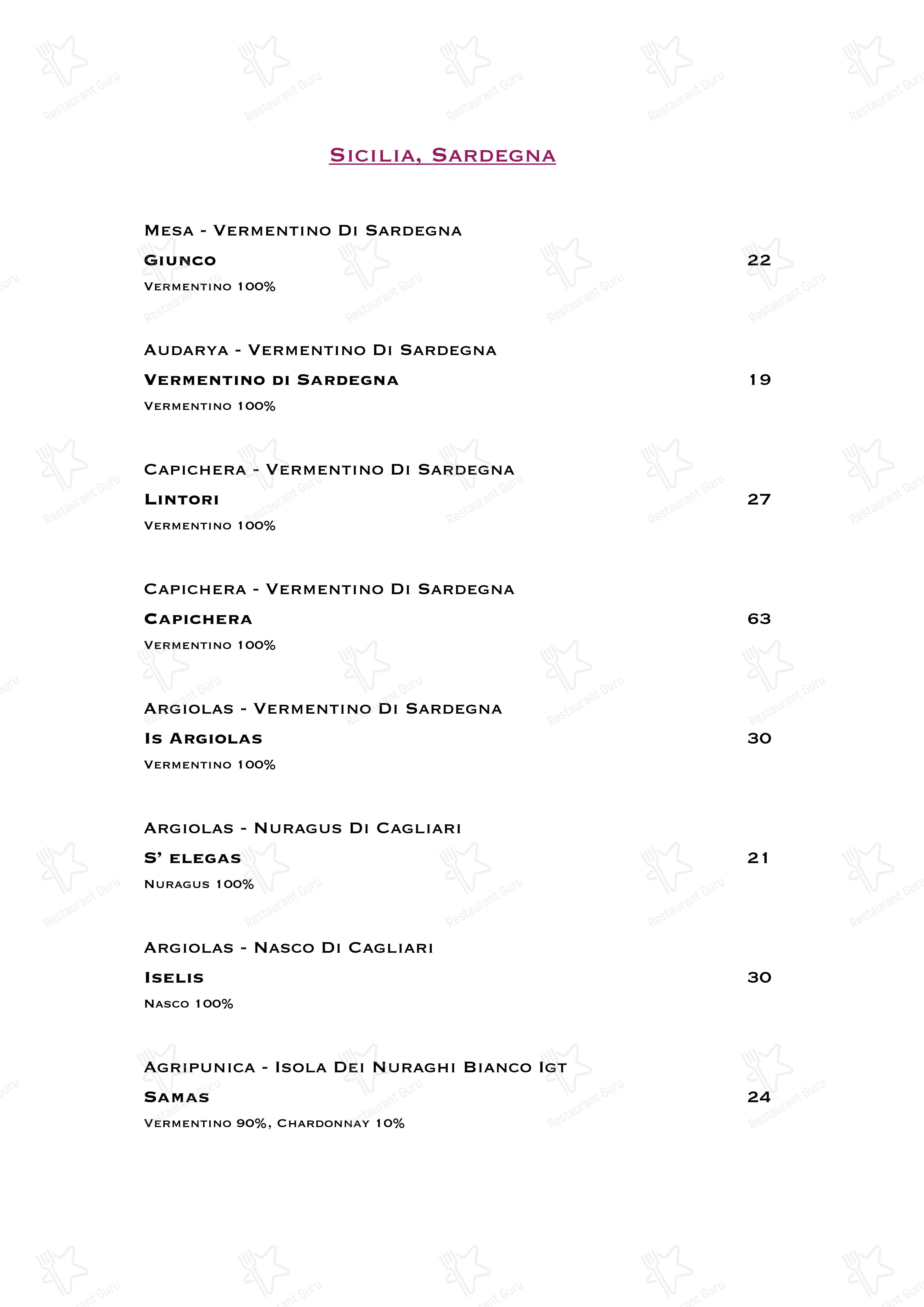 Dinner Menu per Ristorante Boccon DiVino in Gallarate