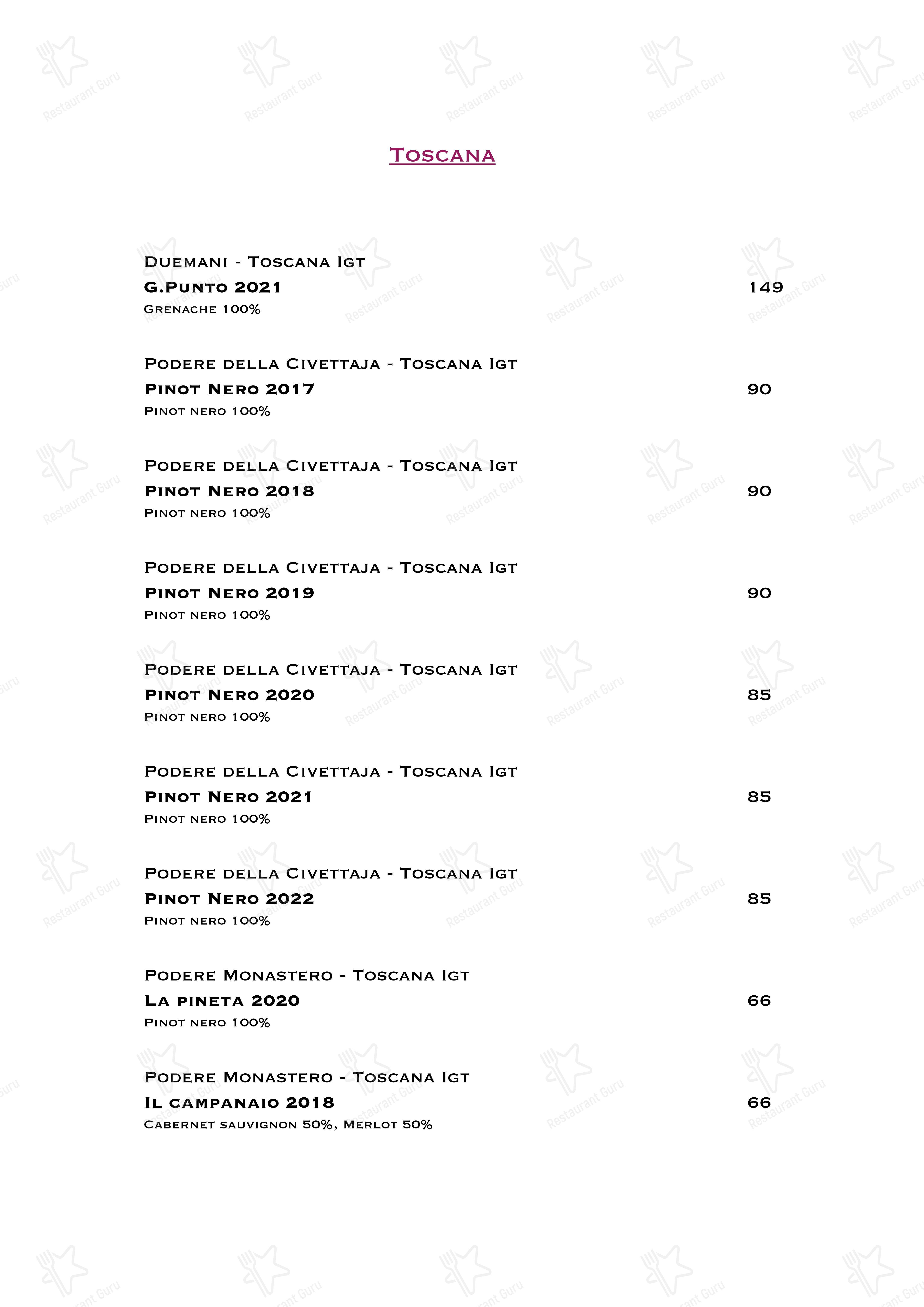 Dinner Menu per Ristorante Boccon DiVino in Gallarate