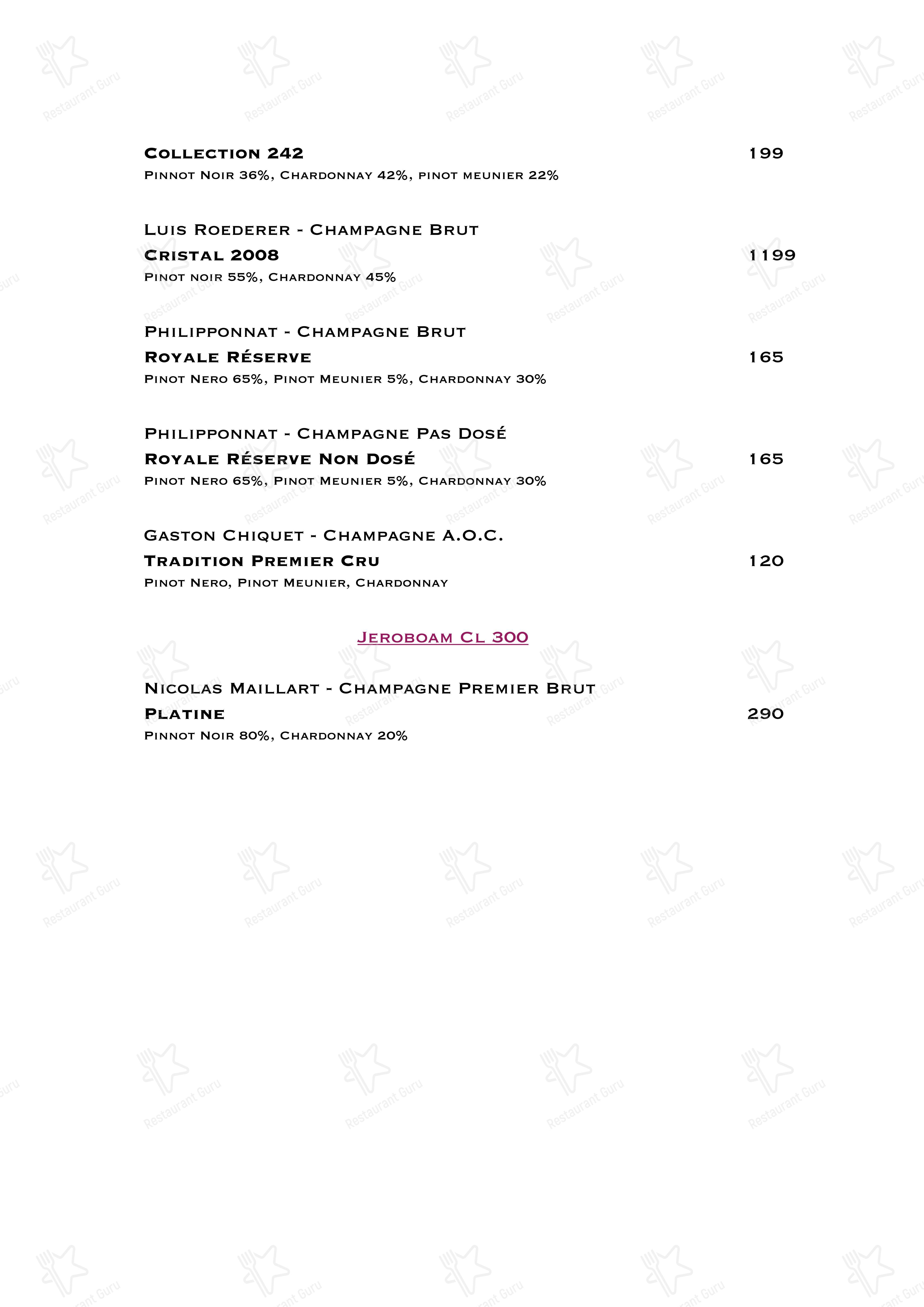 Menu bar per Ristorante Boccon DiVino ristorante