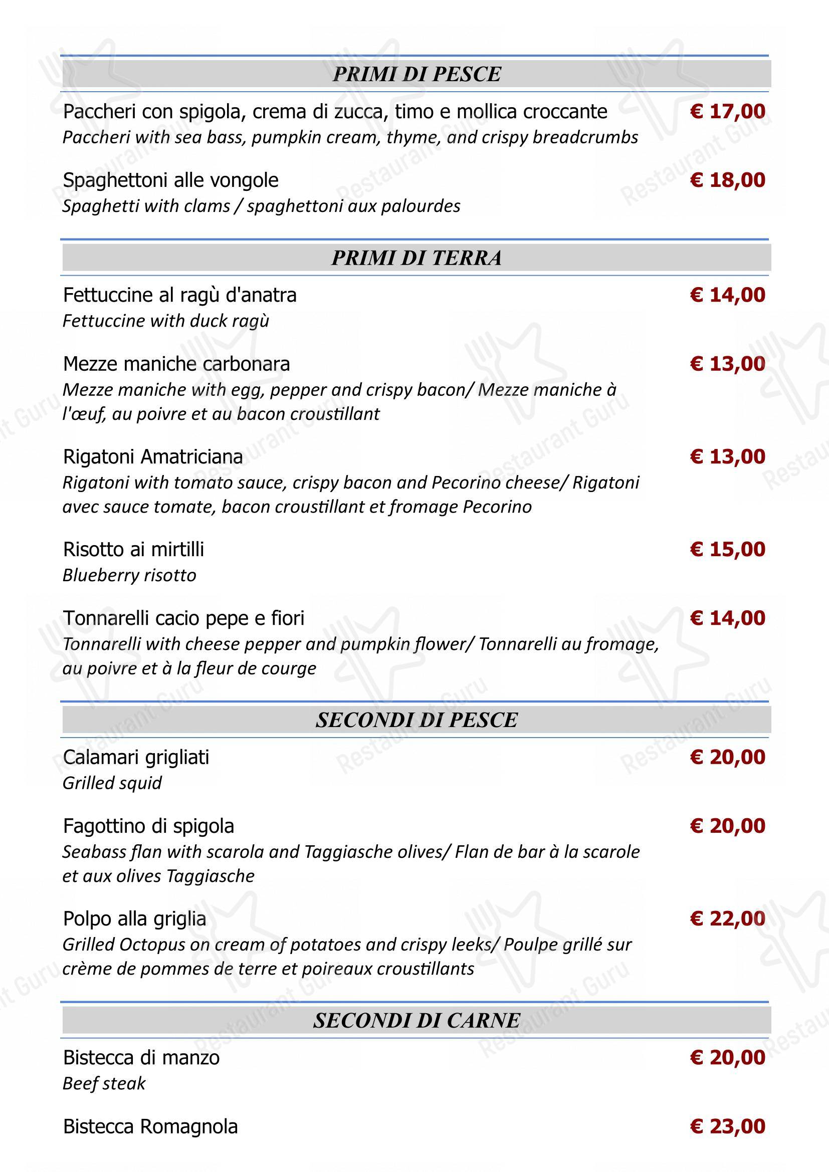 Menu per Ristorante Capperi! in Roma