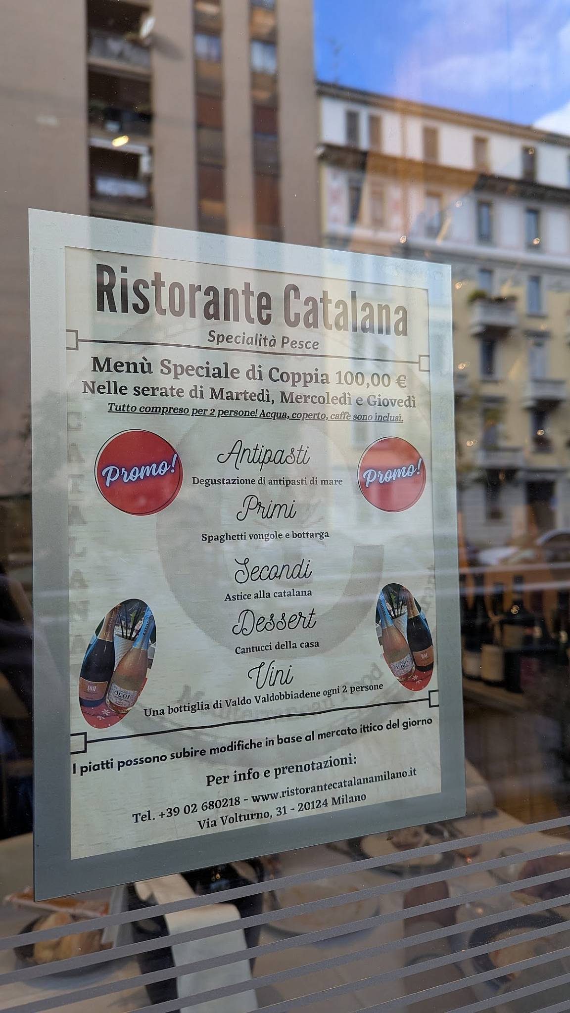 Menu di Ristorante Catalana Milano 