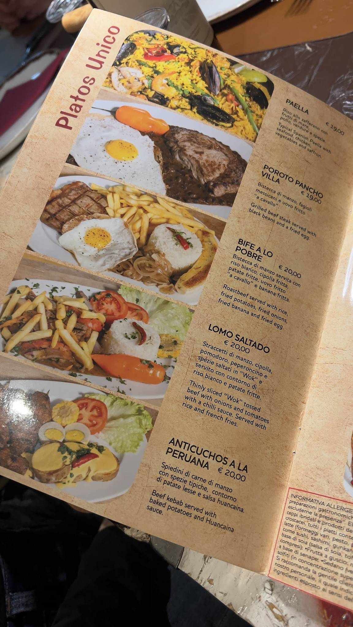 Menu di Ristorante Churrasco - Chacarero 
