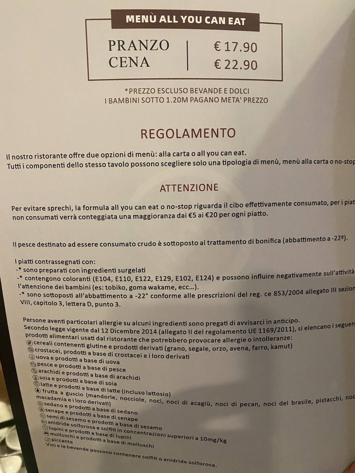 Menu di Ristorante Cinese Giapponese Hasu 