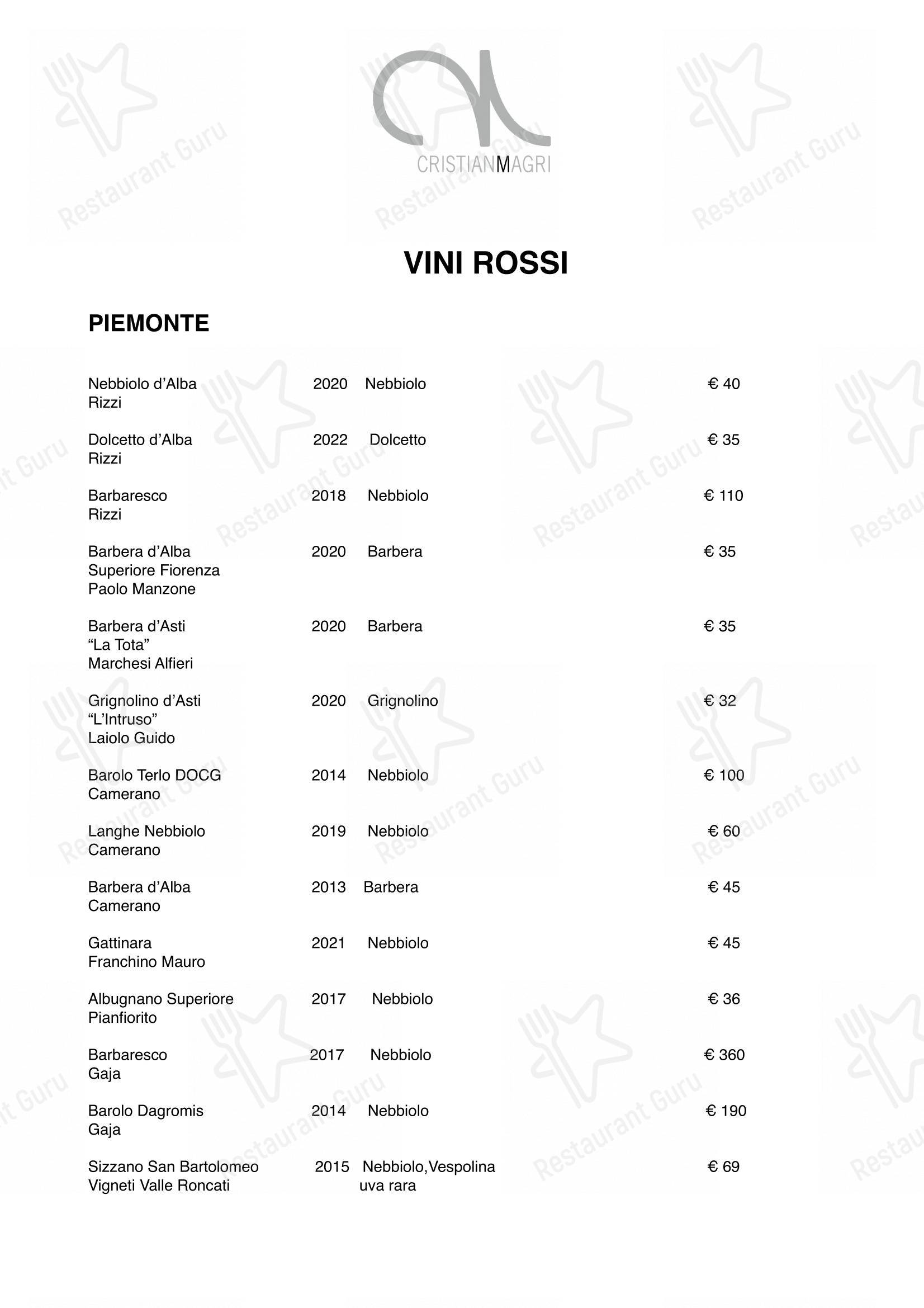Ristorante Cristian Magri in Settimo Milanese - 菜单