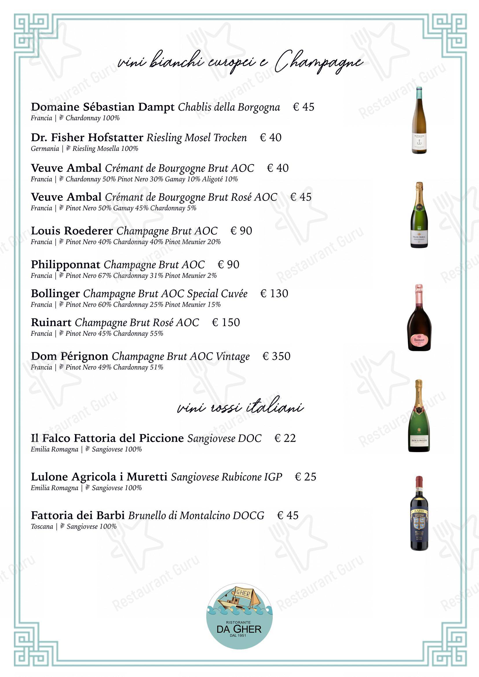 Ristorante Da Gher Riccione in Riccione - Menu bar