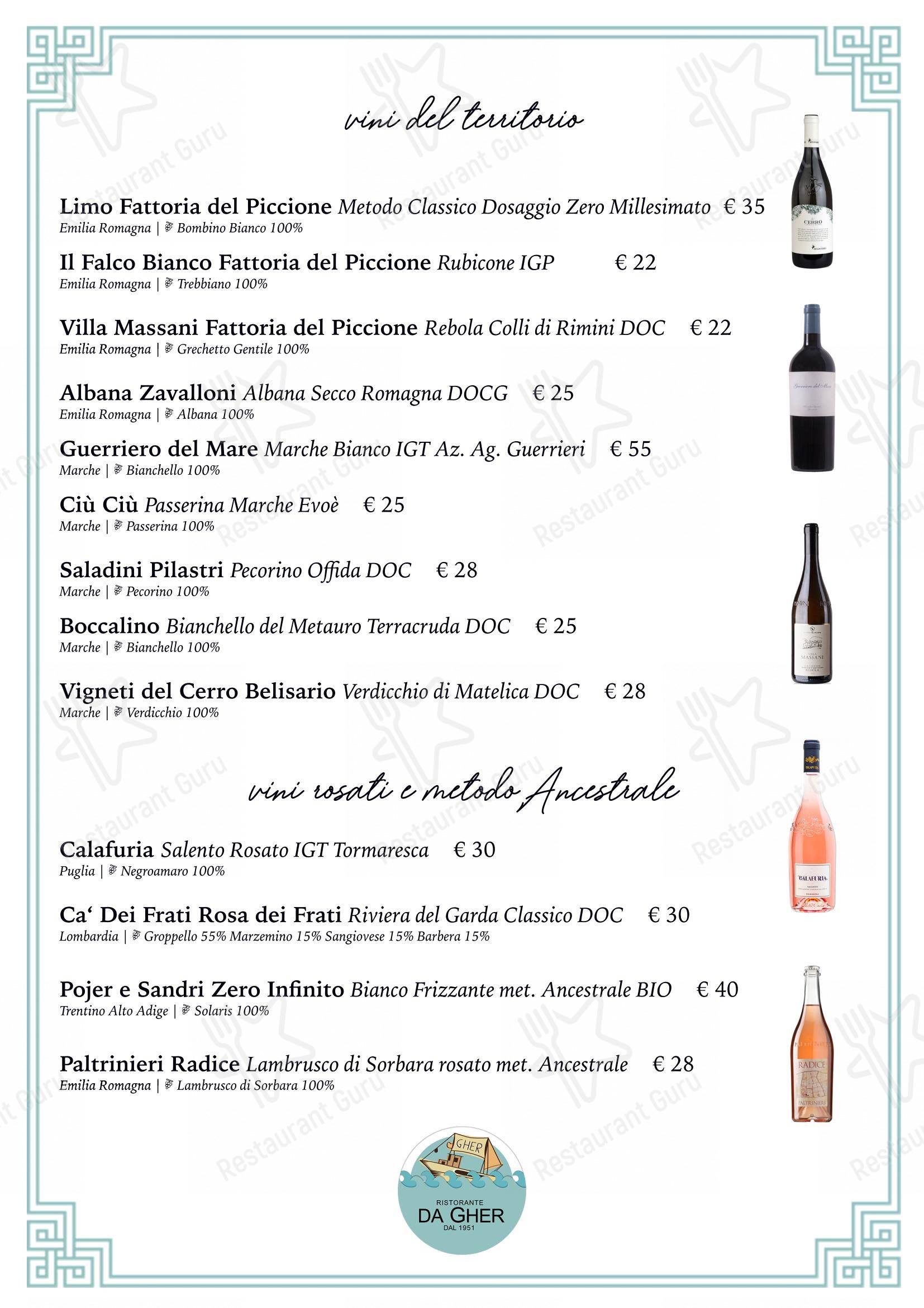 Ristorante Da Gher Riccione in Riccione - Menu bar