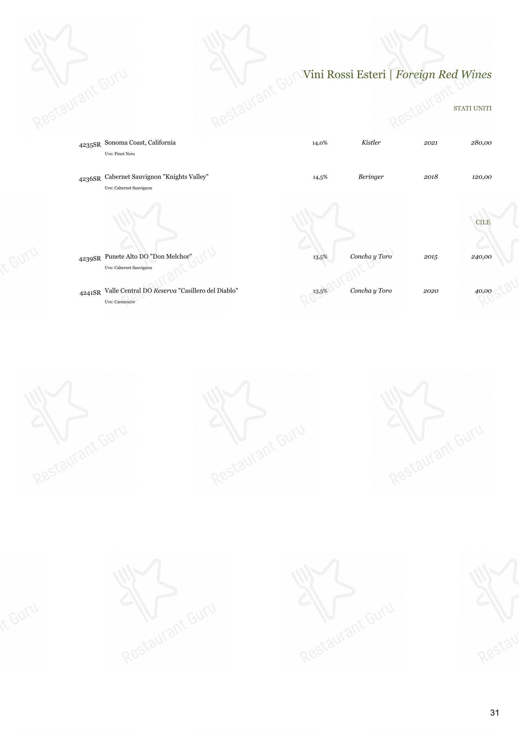 Menu bar per Ristorante Derby Grill in Monza