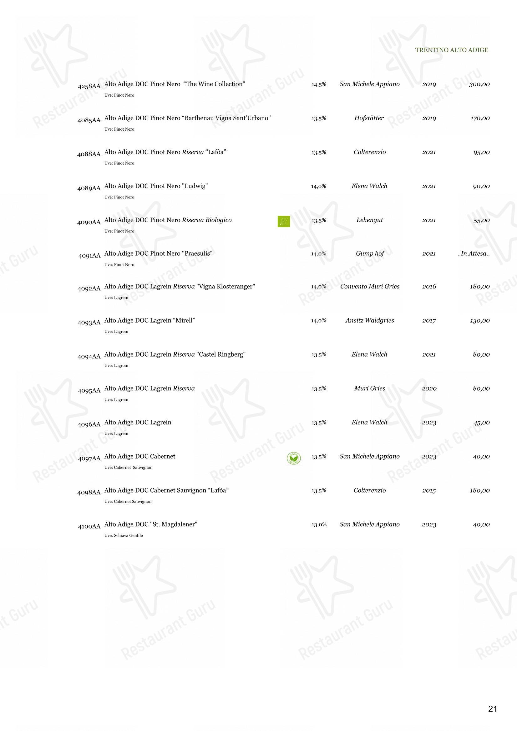 Menu di Ristorante Derby Grill - Menu bar