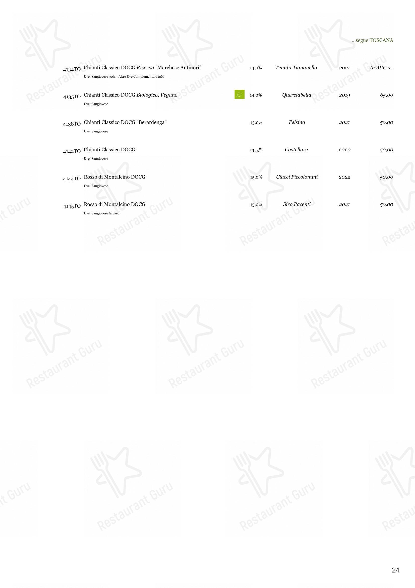 Menu bar per Ristorante Derby Grill in Monza