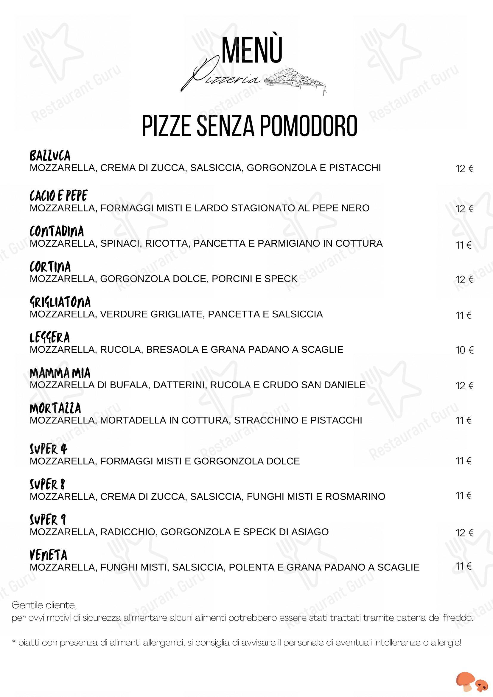 Menu per Pizzeria Ristorante Divino Party in Maserà di Padova
