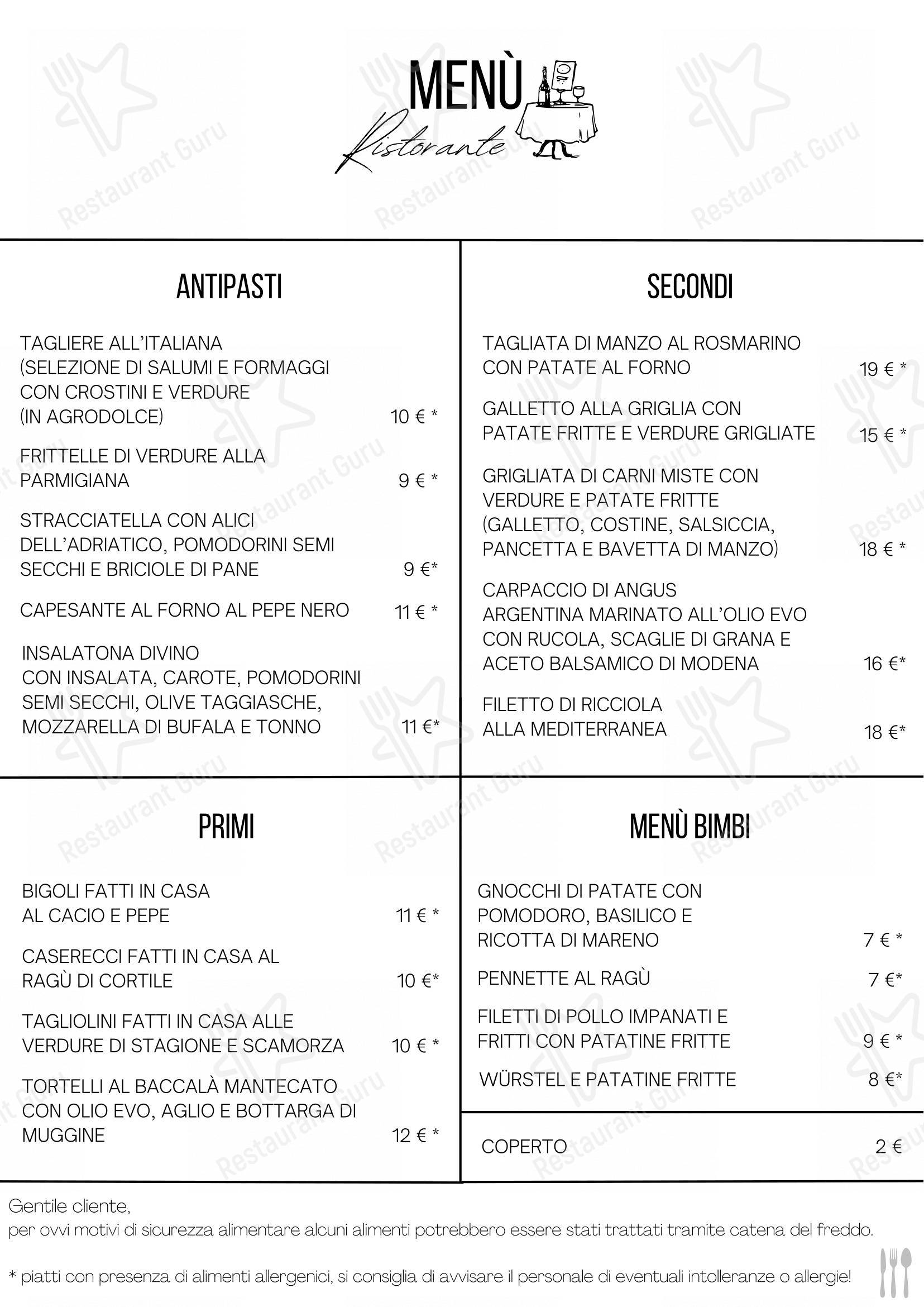 Menu di Pizzeria Ristorante Divino Party - Menu