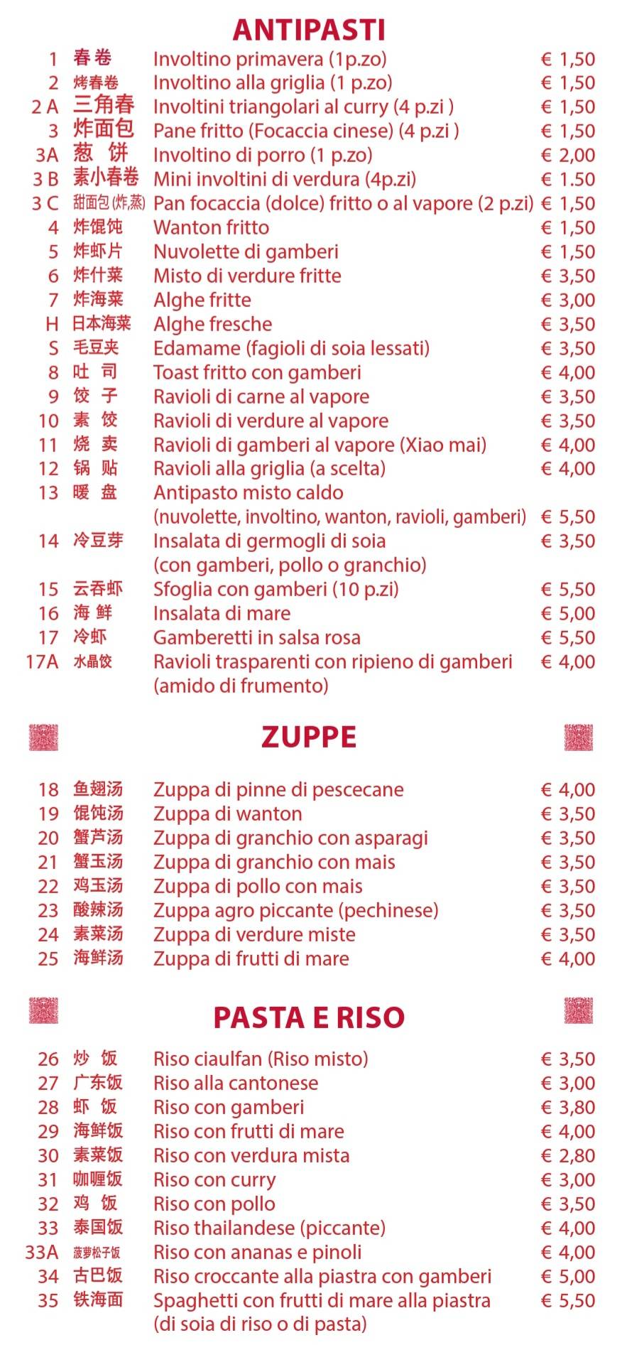 Menu di Ristorante Drago Cinese 