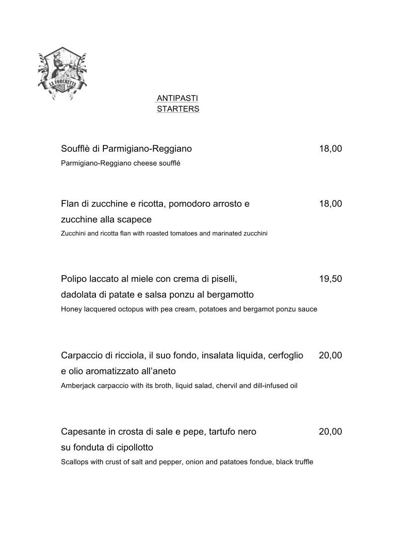 Menu di Ristorante La Forchetta Parma 