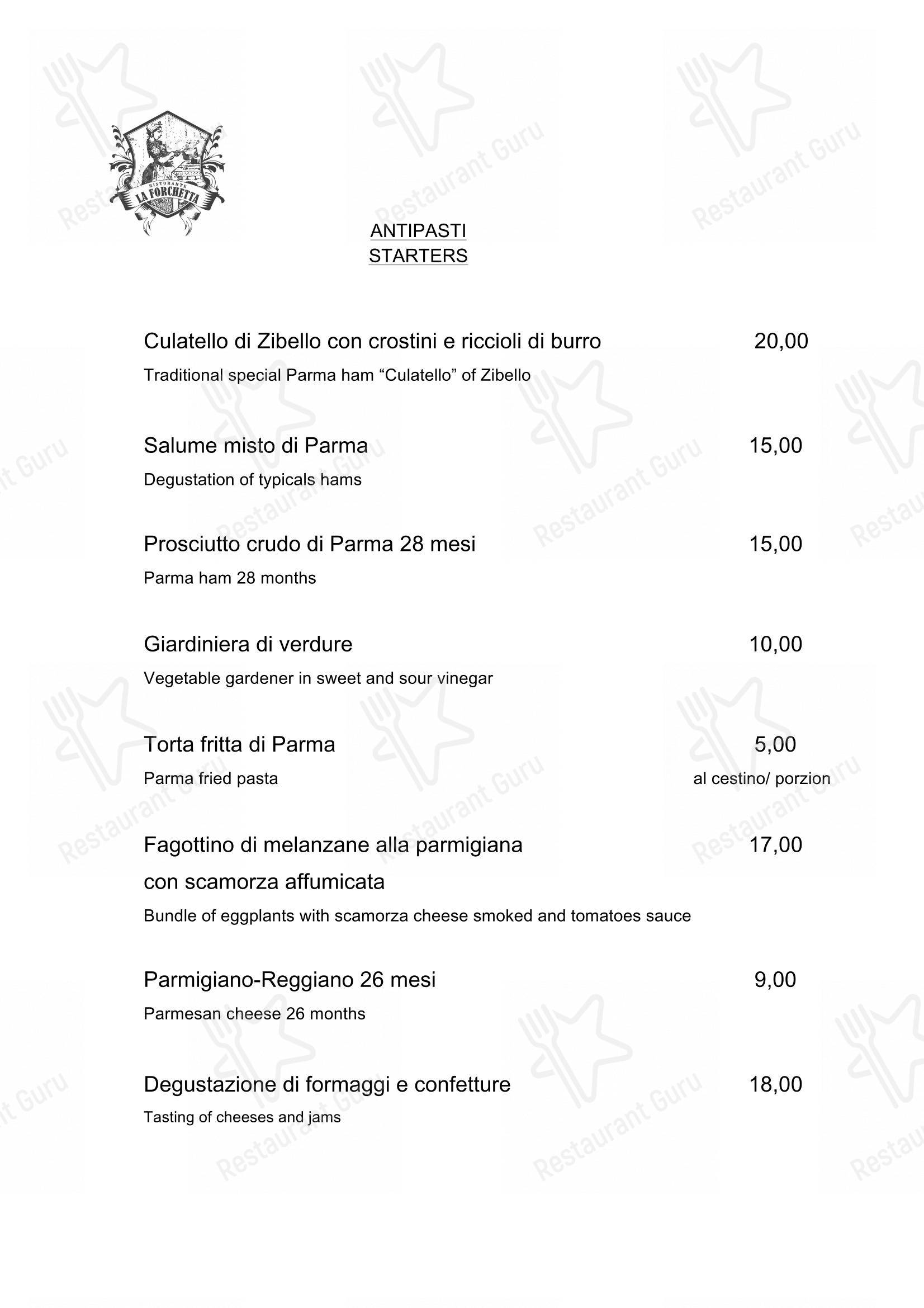 Menu per Ristorante La Forchetta Parma ristorante