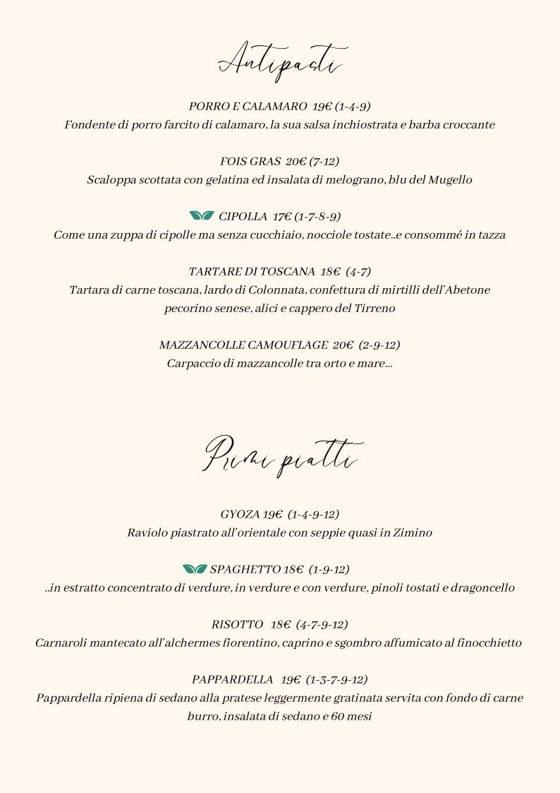 Menu di Ristorante Le Cento Buche 