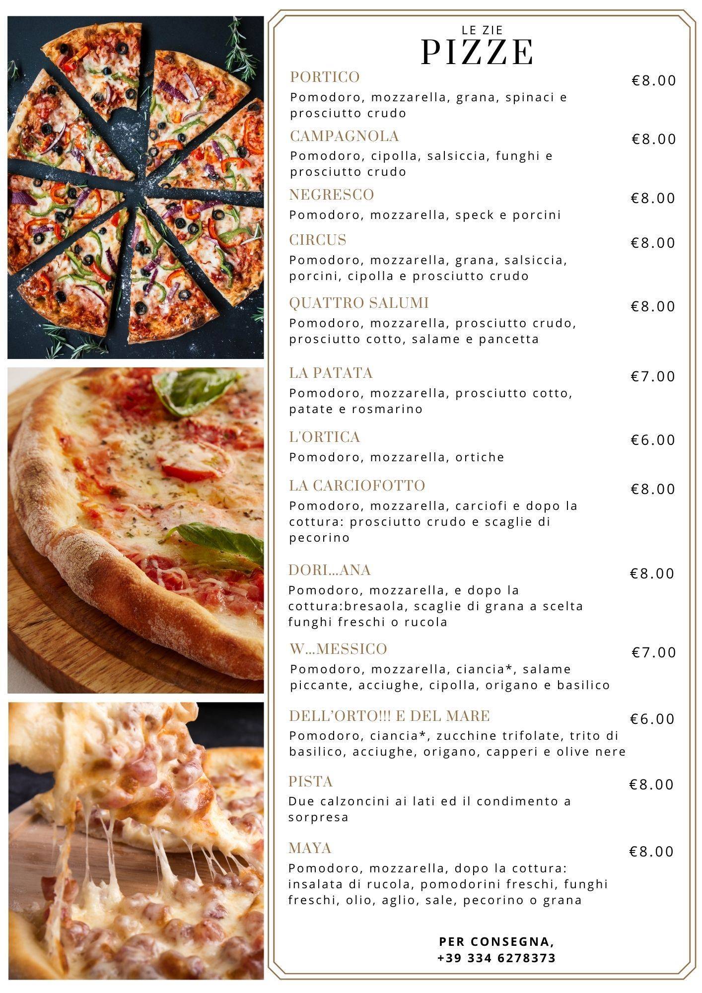 Menu di Ristorante Le Zie 