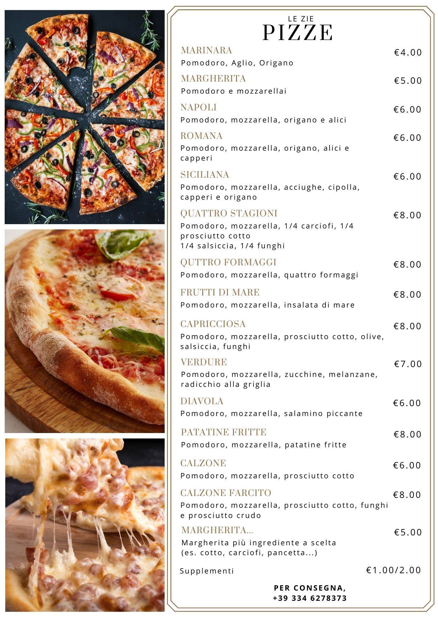 Menu di Ristorante Le Zie 