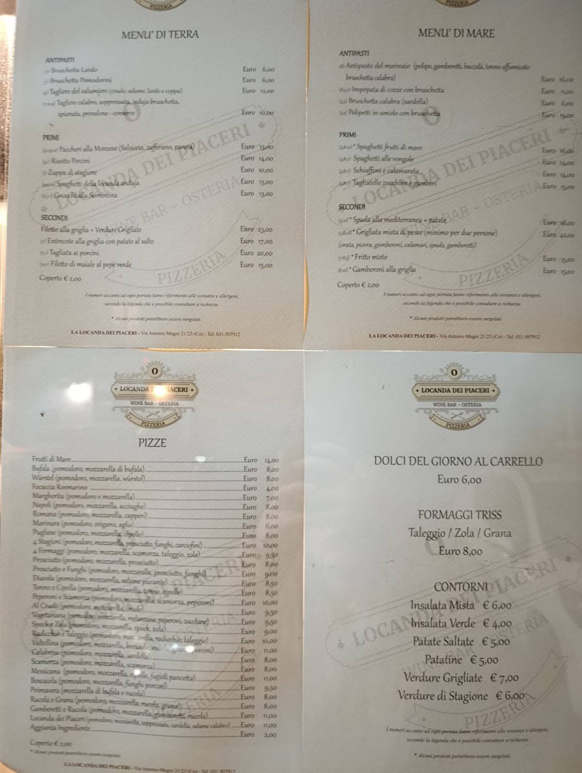 Menu di Locanda dei Piaceri 