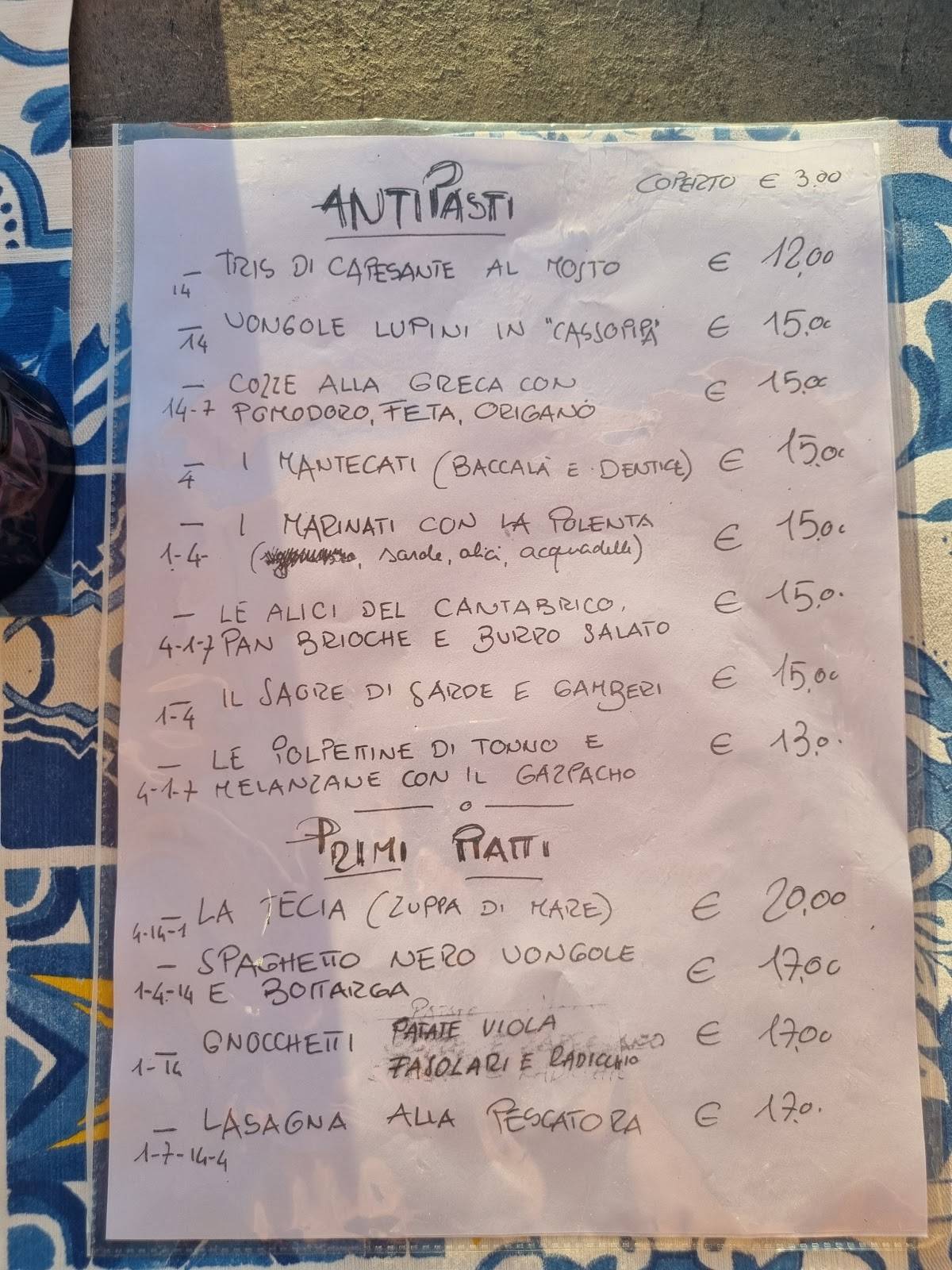 Menu di Osteria Fronte Del Porto 