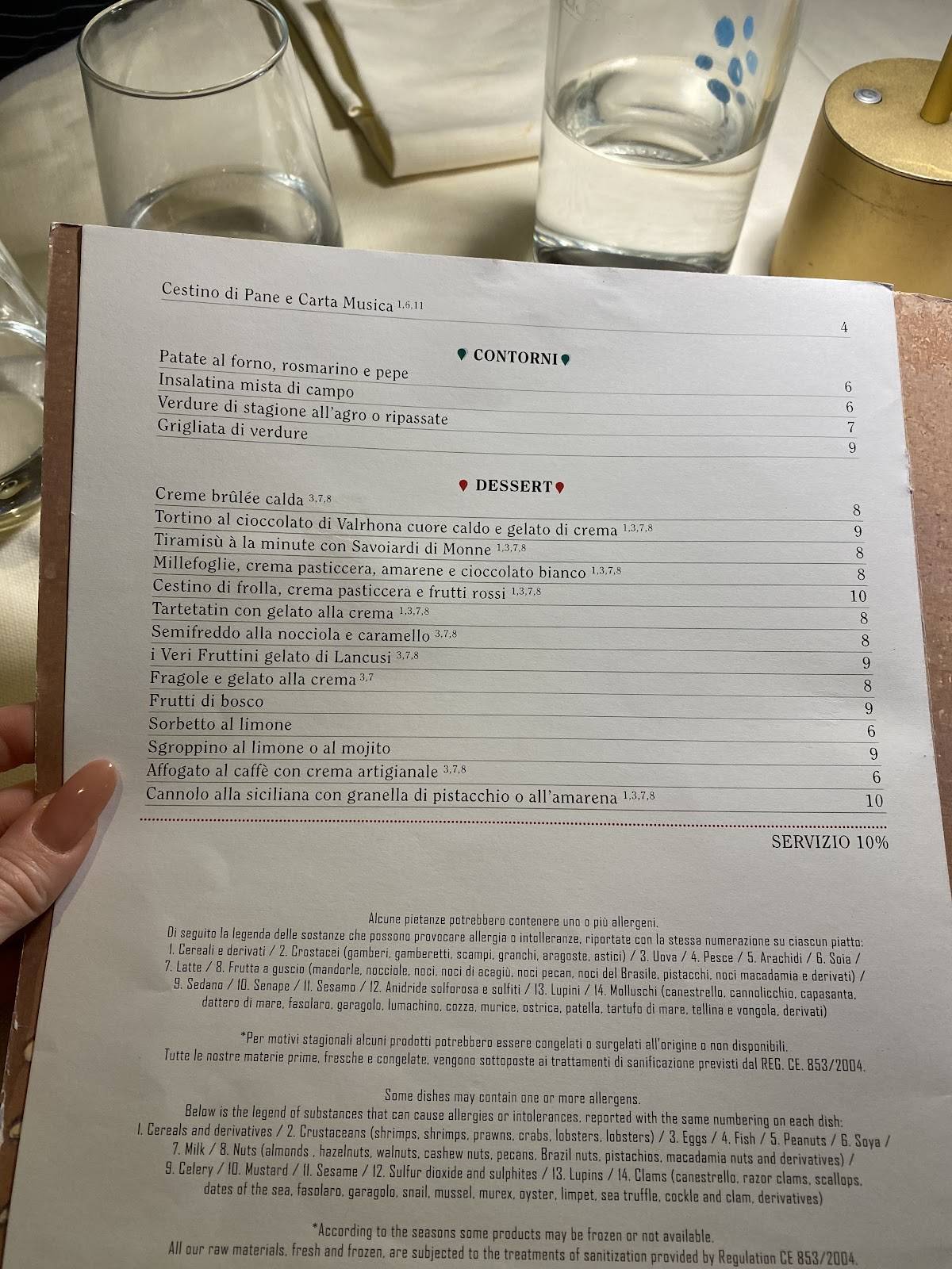 Menu di Ristorante Piacere 