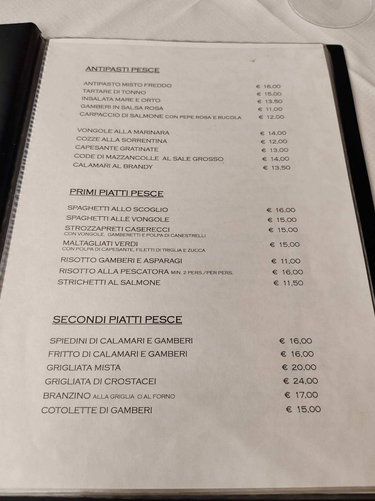 Menu di Ristorante Pizzeria Cafe' del Ricordo 