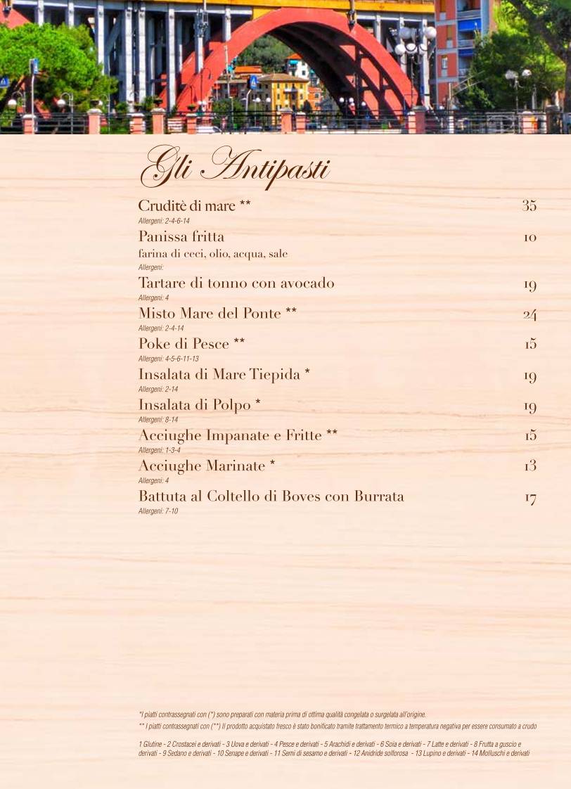 Menu di Pizzeria del Ponte 