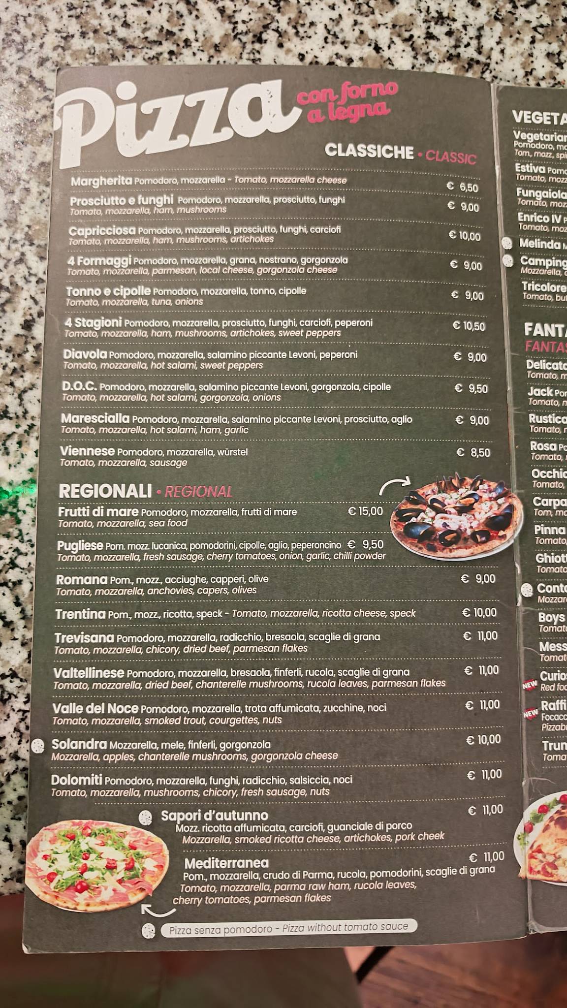 Menu di Ristorante Pizzeria Dolomiti 