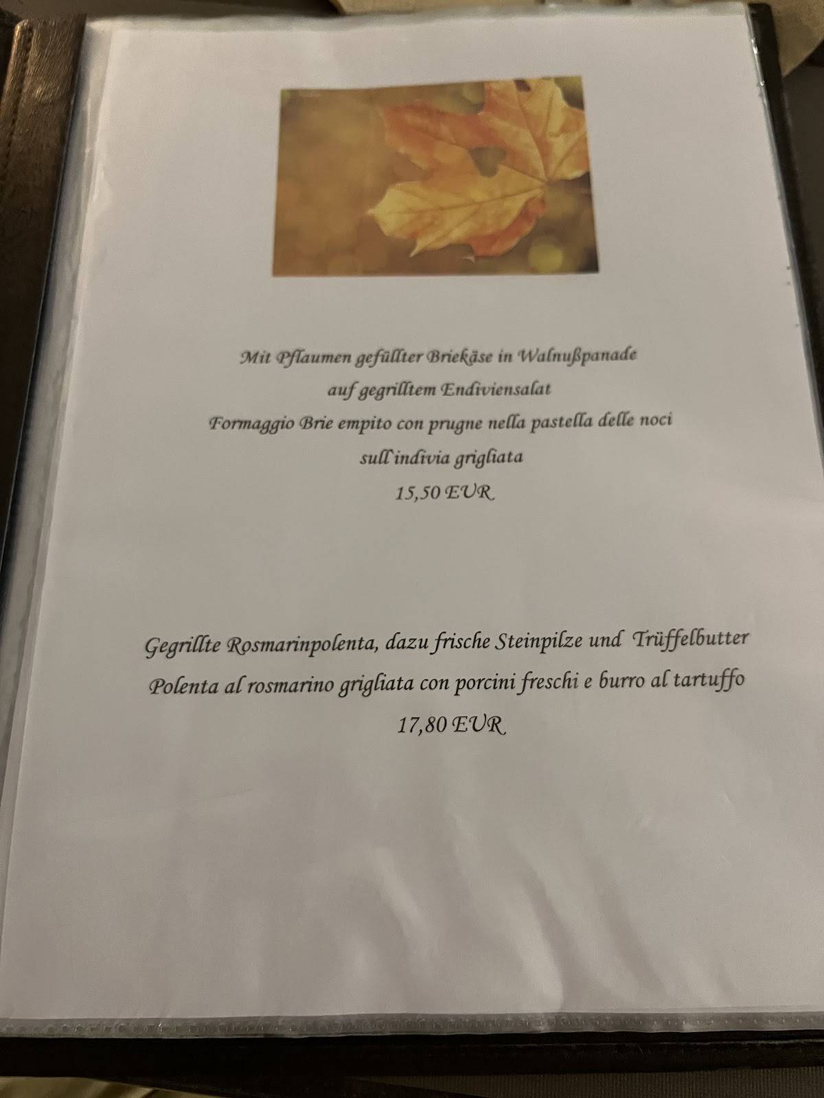 Menu di Ristorante Pizzeria Goldener Stern 