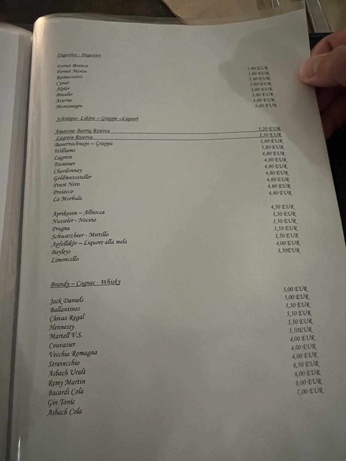 Menu di Ristorante Pizzeria Goldener Stern 