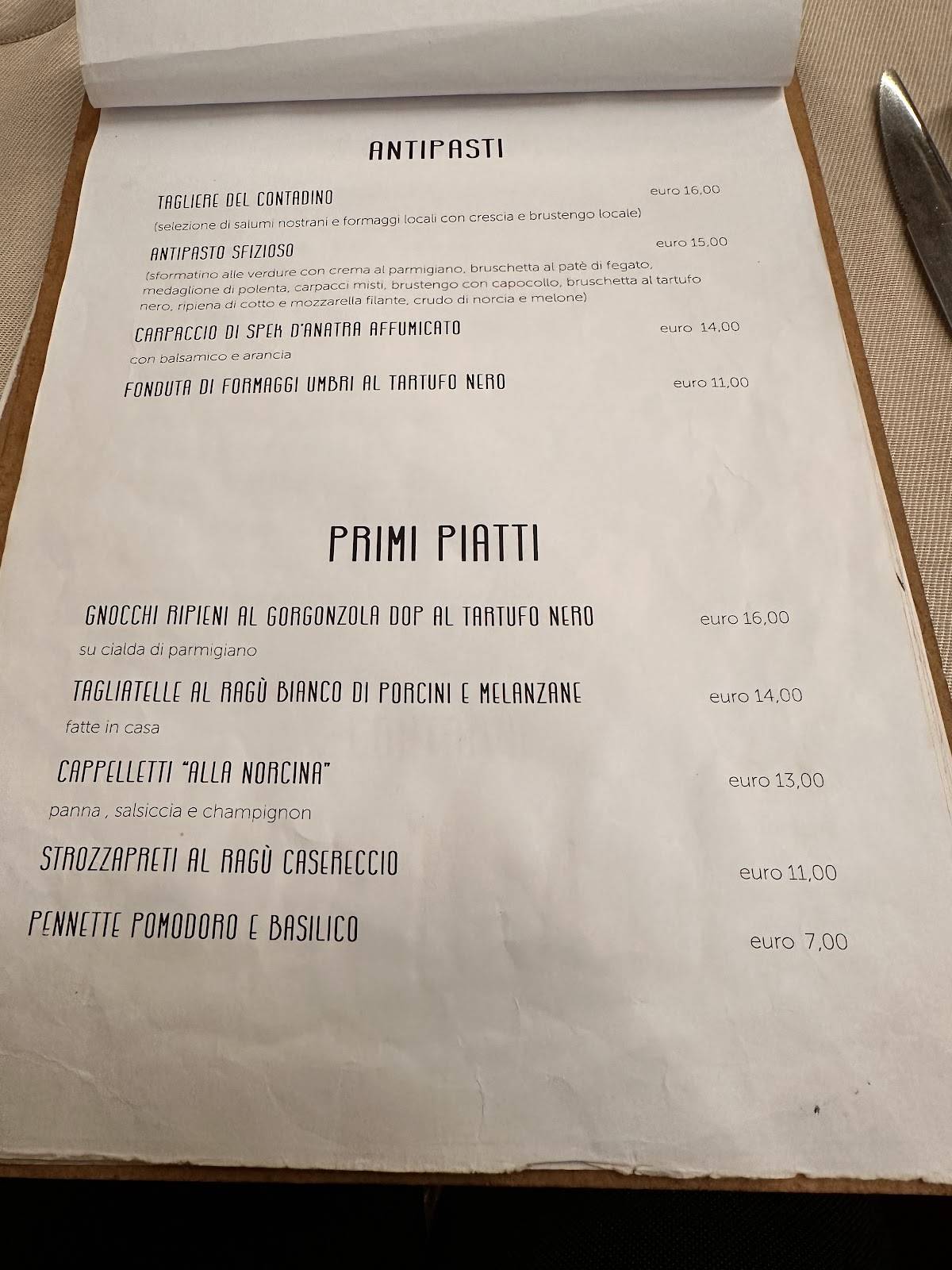 Menu di Ristorante Pizzeria Il Bargello 