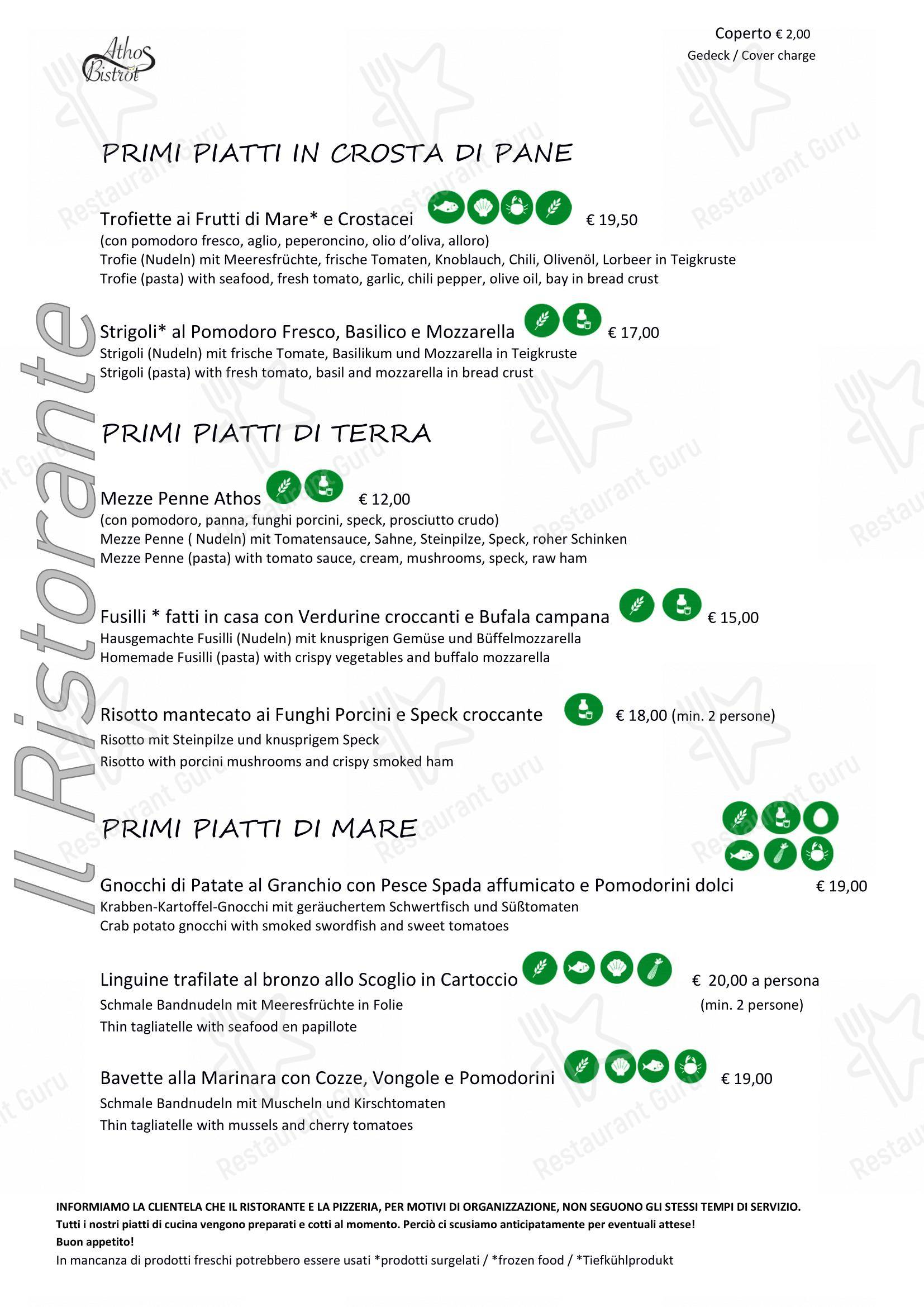 Menu per Ristorante Pizzeria La Villa in Nago-torbole