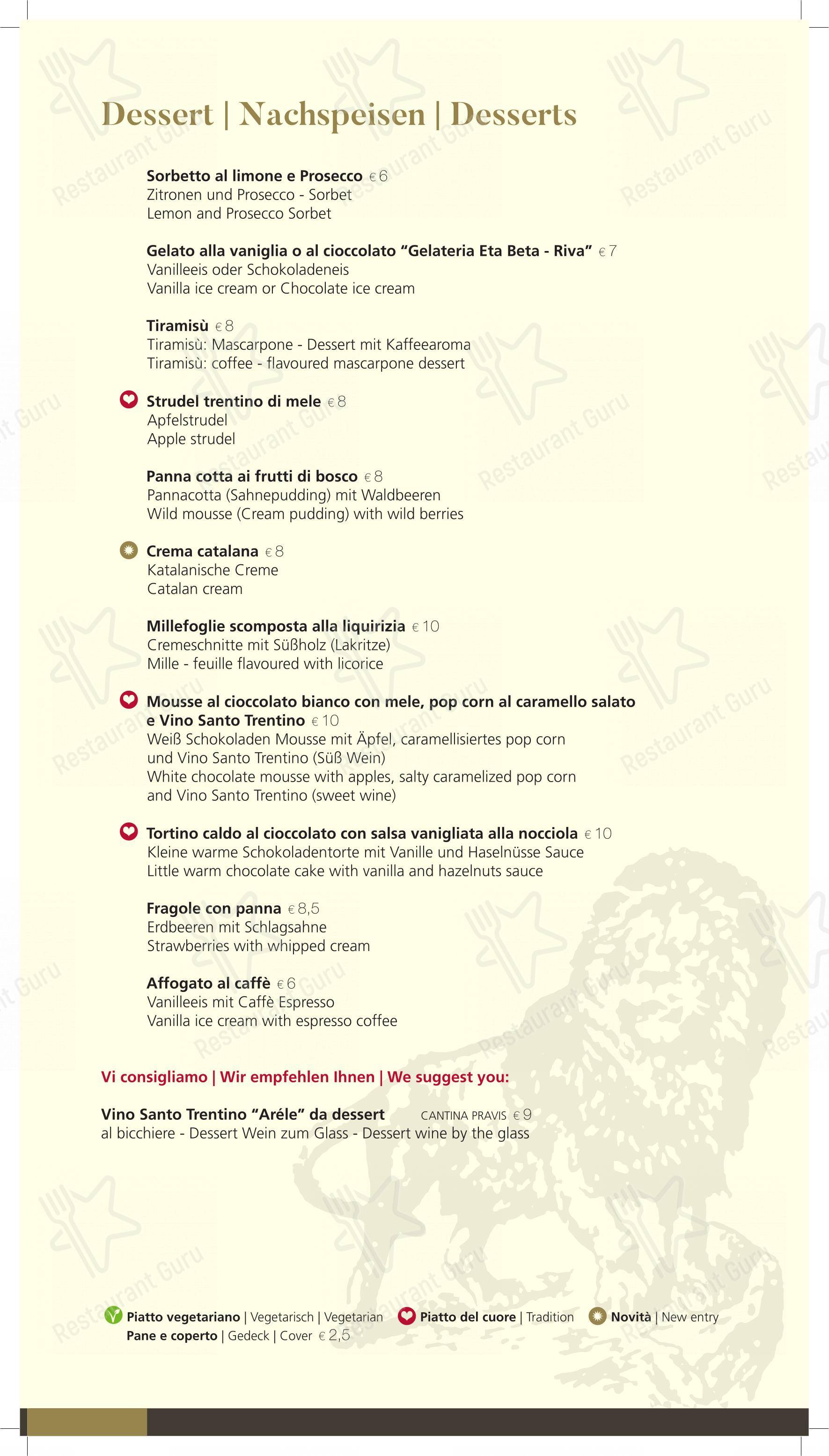 Menu per Ristorante Pizzeria Leon D'oro Riva in Riva del Garda