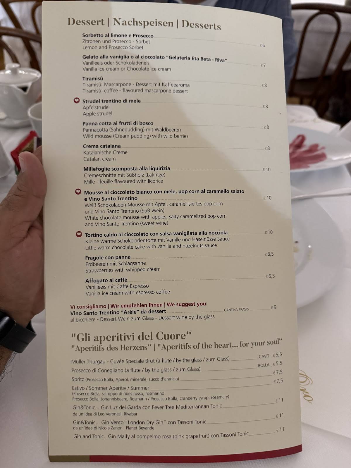 Menu di Ristorante Pizzeria Leon D'oro Riva 