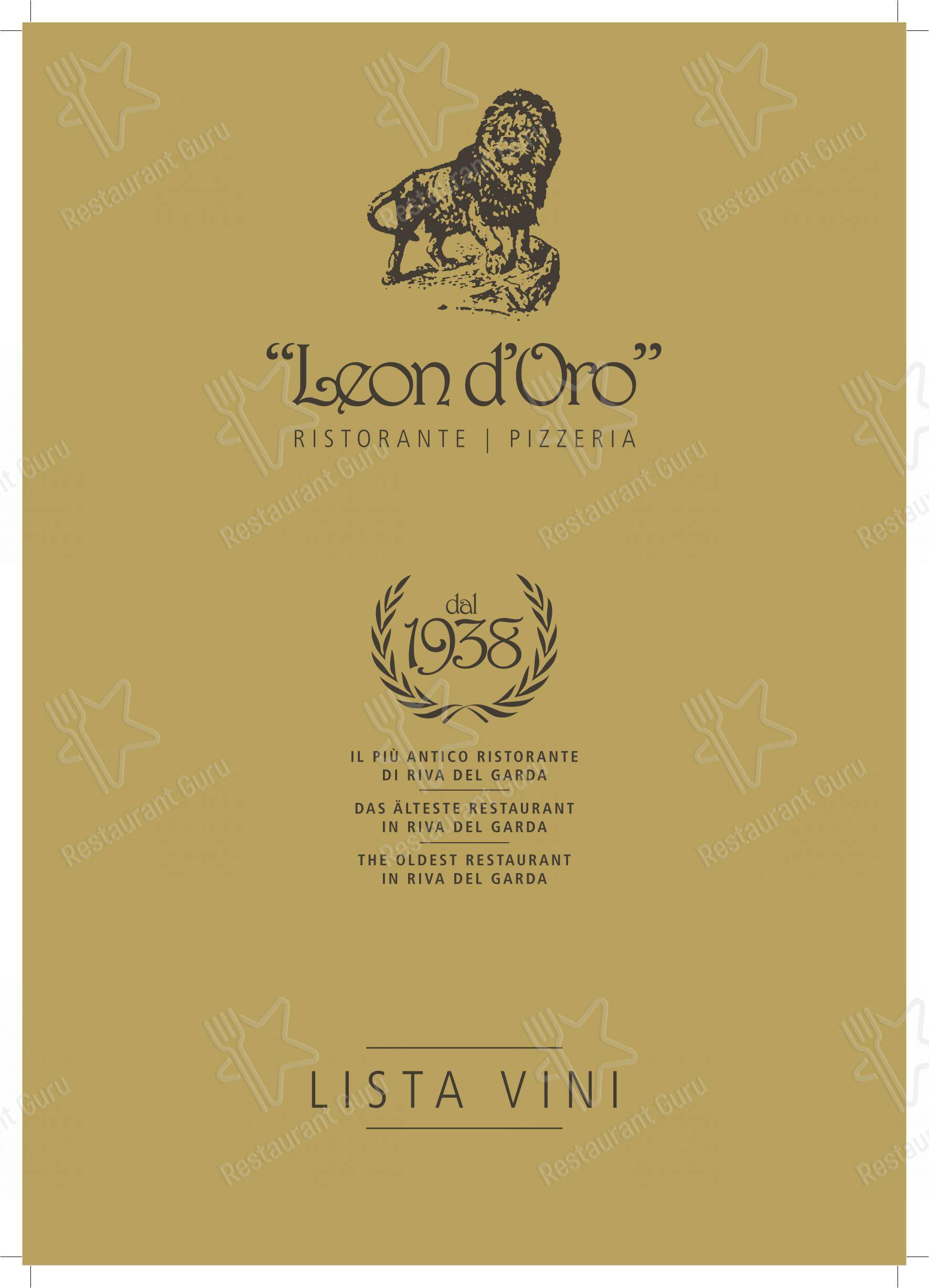 菜单 per Ristorante Pizzeria Leon D'oro Riva in Riva del Garda