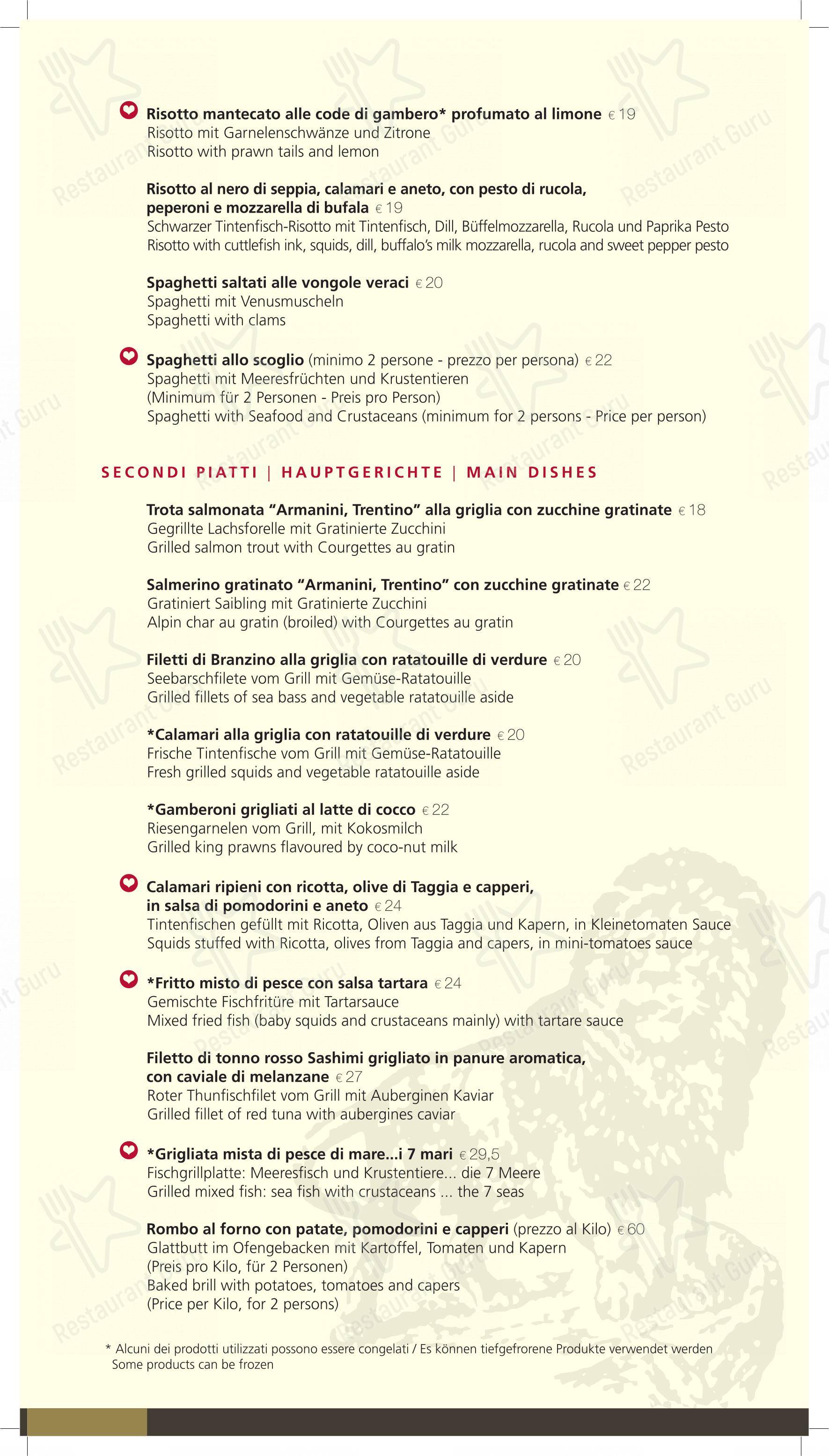 Menu di Ristorante Pizzeria Leon D'oro Riva - Menu