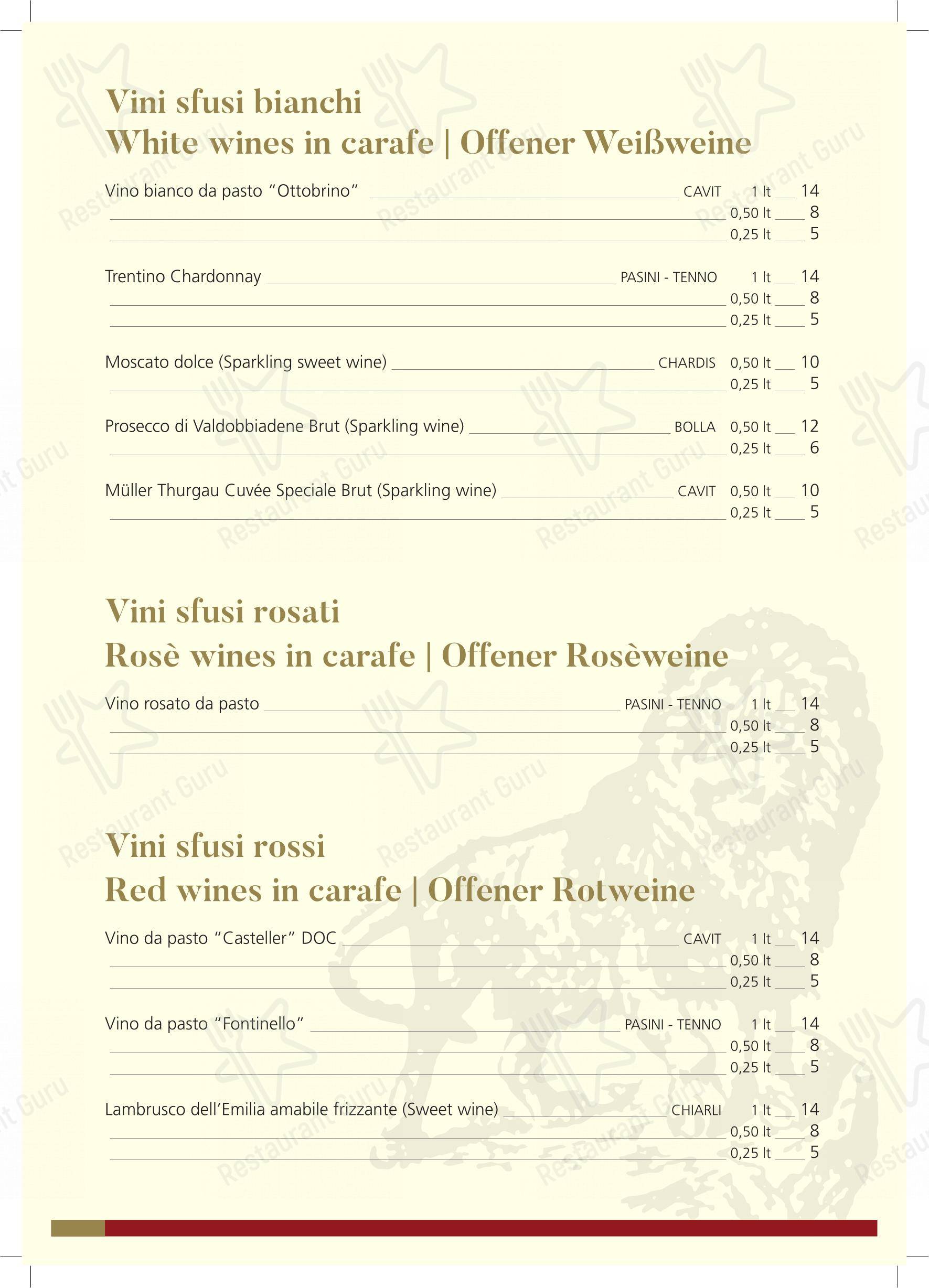菜单 per Ristorante Pizzeria Leon D'oro Riva in Riva del Garda